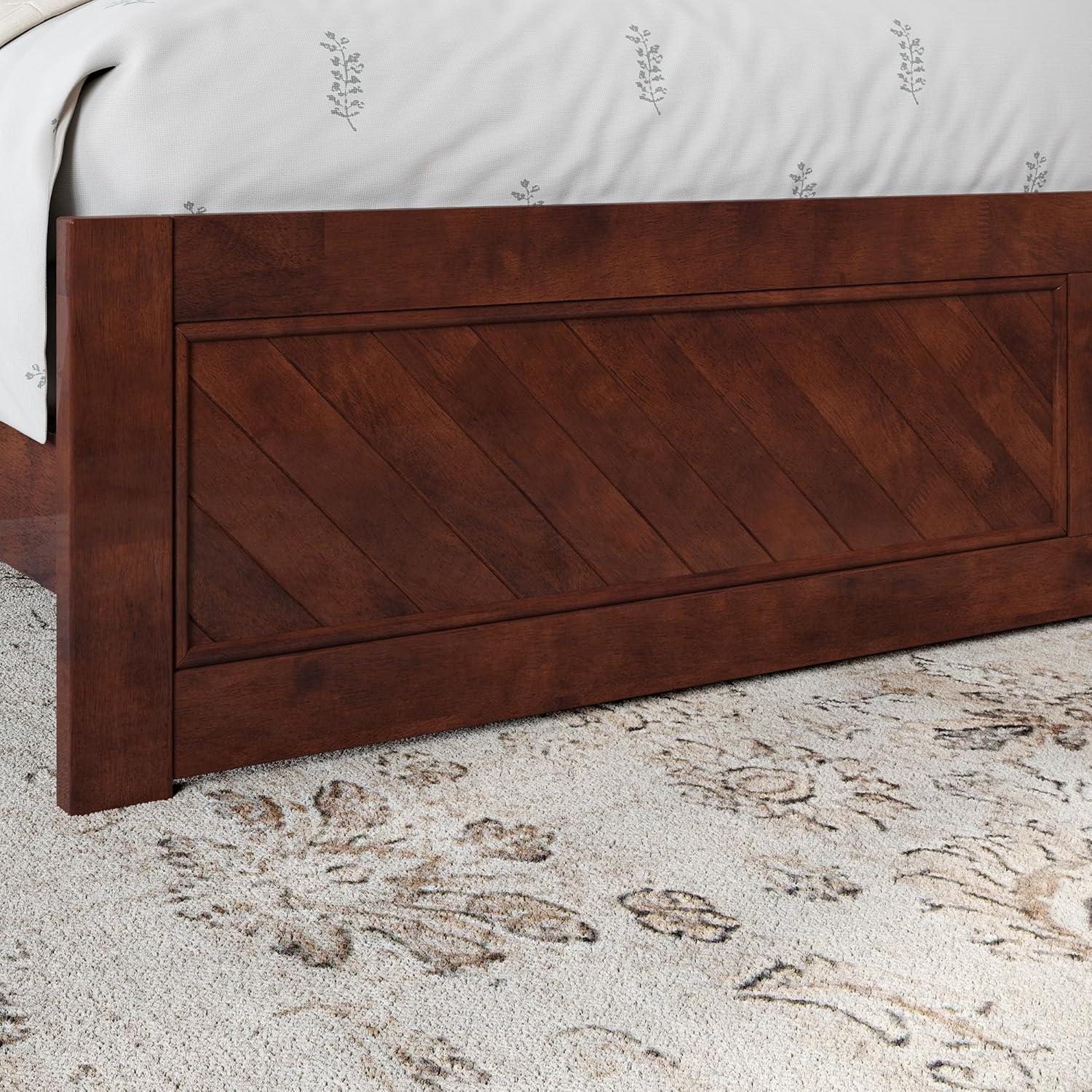 AFI Canyon Walnut Solid Wood Foundation Bed Frame with Matching Footboard, King