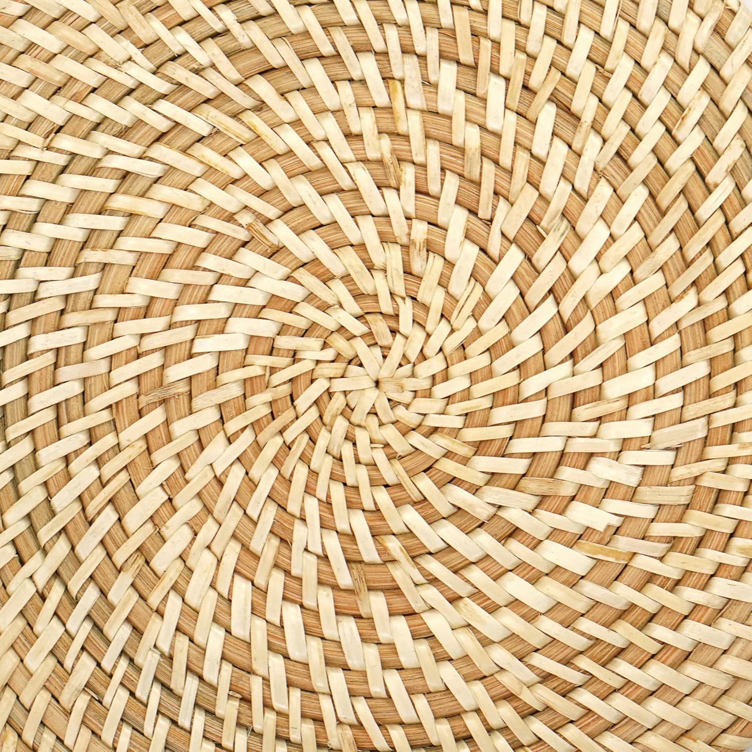 Set of 4 Natural Handmade Woven Rattan Round Placemats