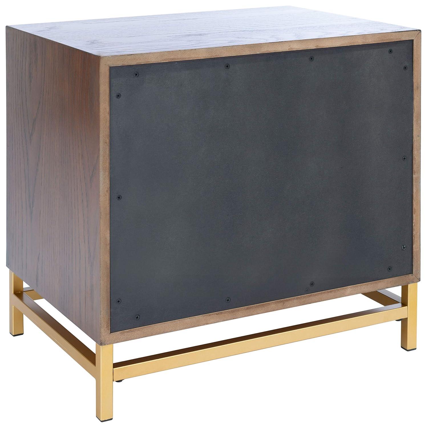 Fenno 2 Drawer Nightstand - NST6401 - Walnut/Brass - Safavieh