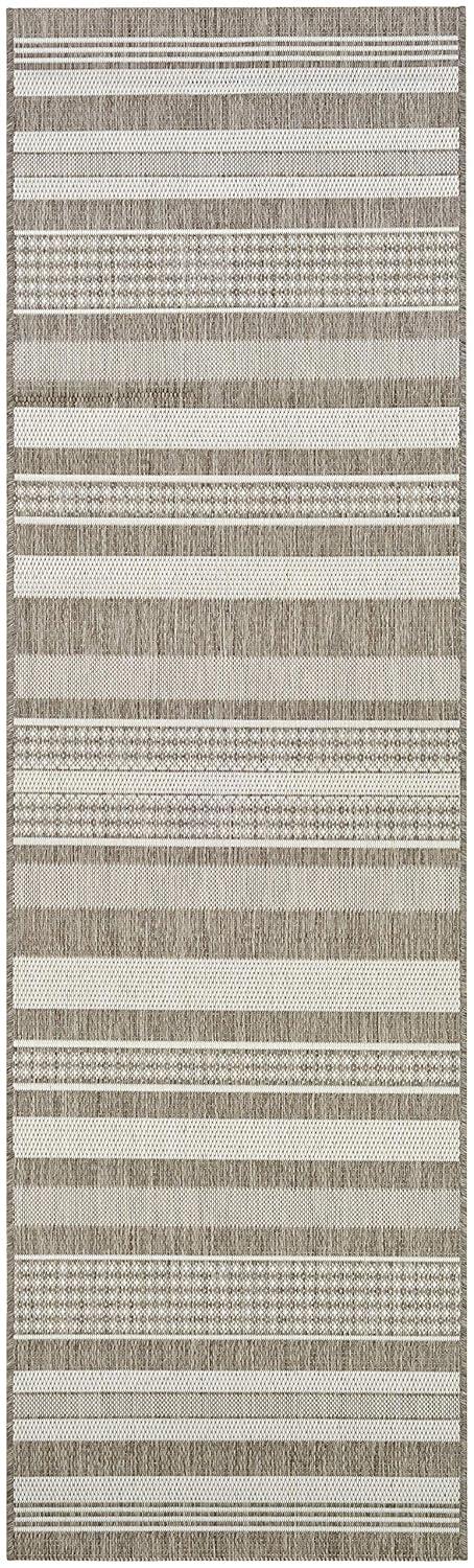 Couristan Recife Gazebo Stripe Indoor / Outdoor Area Rug, Champagne- Taupe, 2'3" x 11'9" Runner