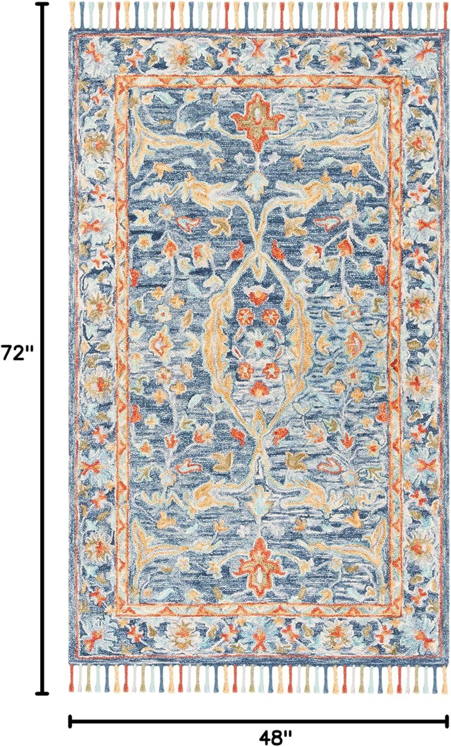 Aspen APN116 Hand Tufted Area Rug - Blue/Rust - 4' X 6' - Safavieh.