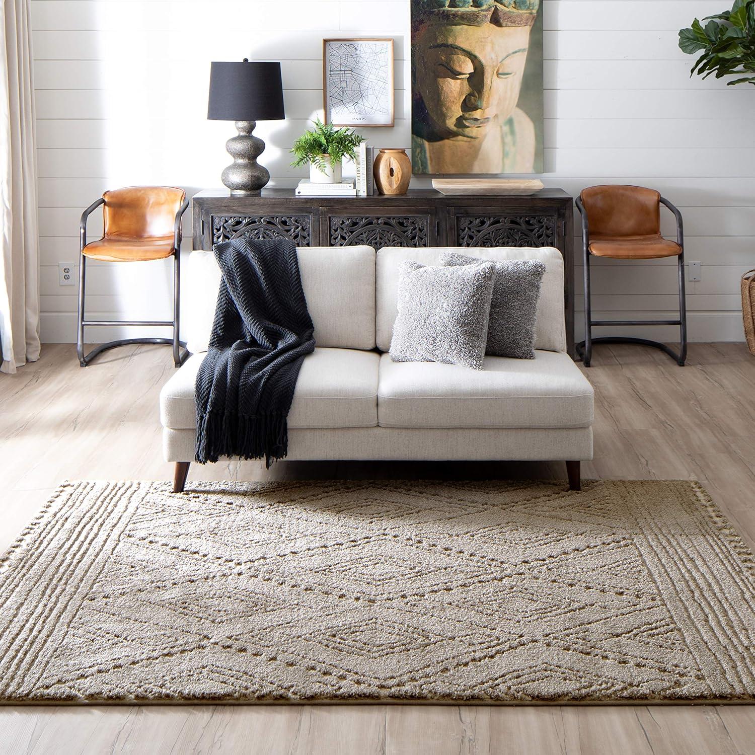 Mohawk Home Vado Geometric Indoor Woven Area Rug, Tan, 3' 4" x 5'