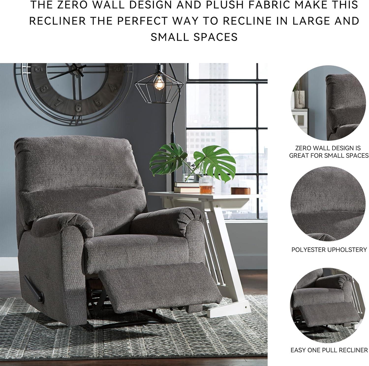 Signature Design by Ashley Nerviano Zero Wall Recliner in Gray