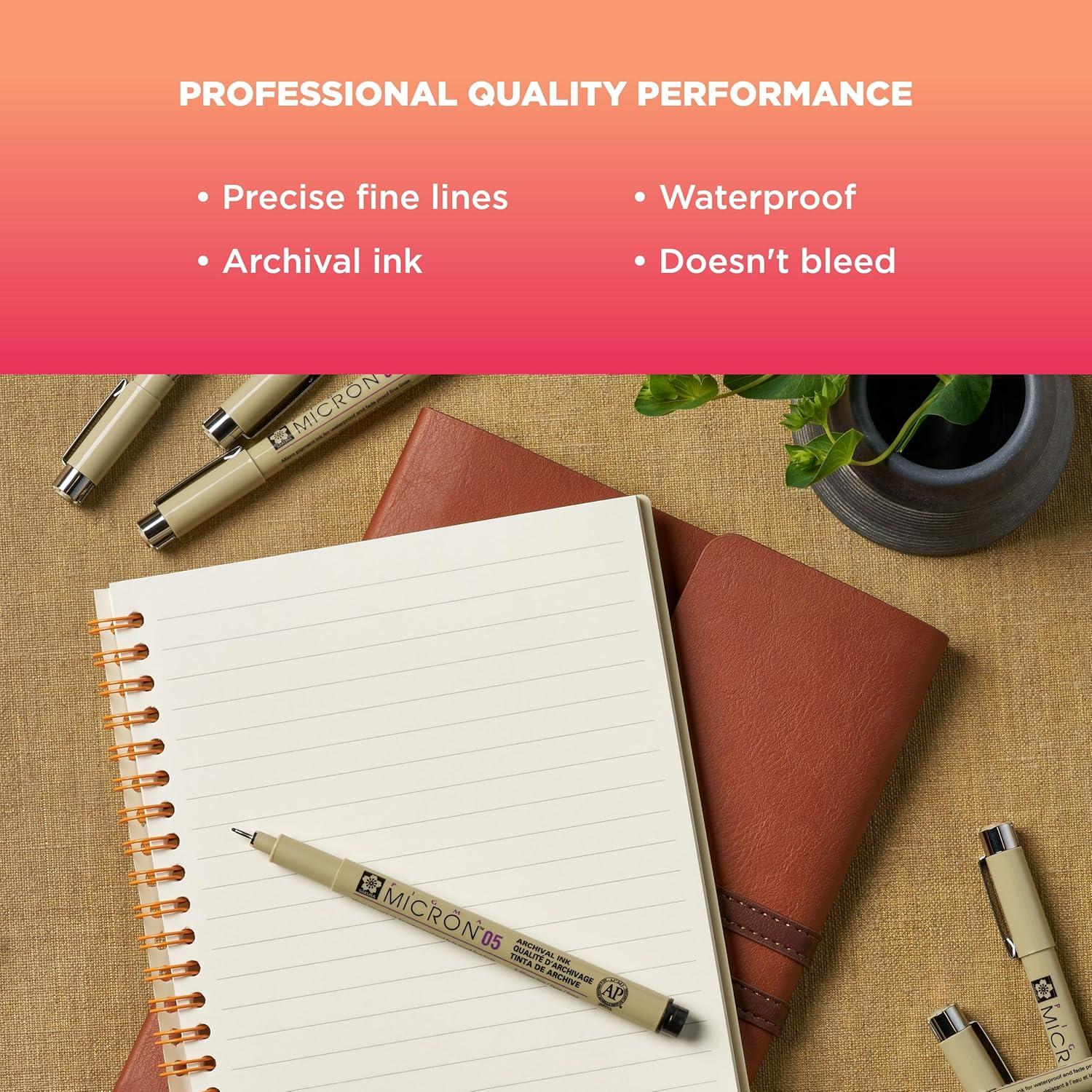 Sakura Pigma Micron Non-Toxic Waterproof Permanent Marker, Assorted Color, Pack of 6