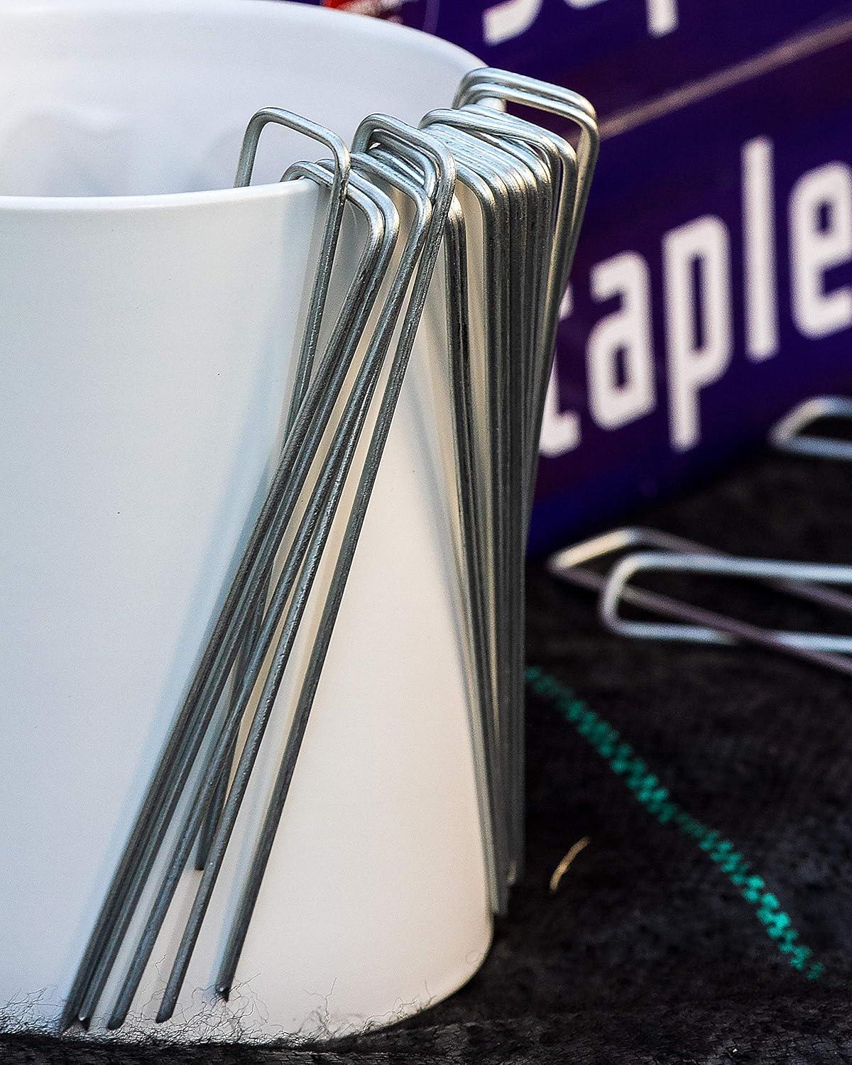 Galvanized Steel Landscape Staples for Garden and Fence, 50-Pack