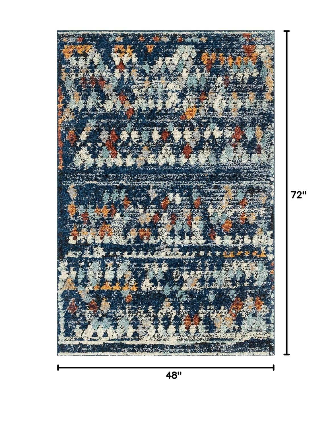 Unique Loom Morocco Collection Area Rug - Atlas (4'  x 6' Rectangle Navy Blue/Black)