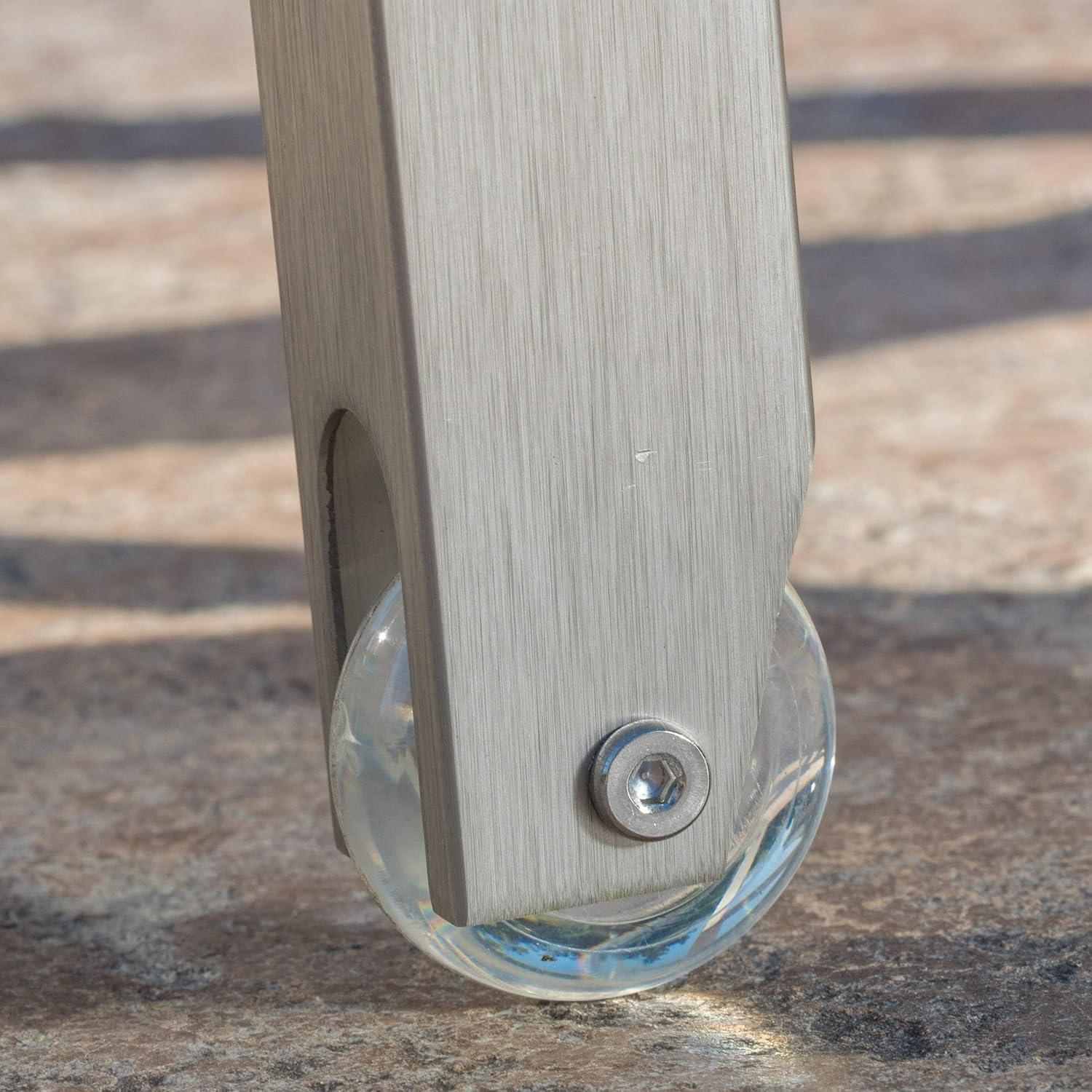 GDF Studio Crested Bay Outdoor Mesh and Aluminum Armless Adjustable Chaise Lounges, Gray and Silver, Set of 2