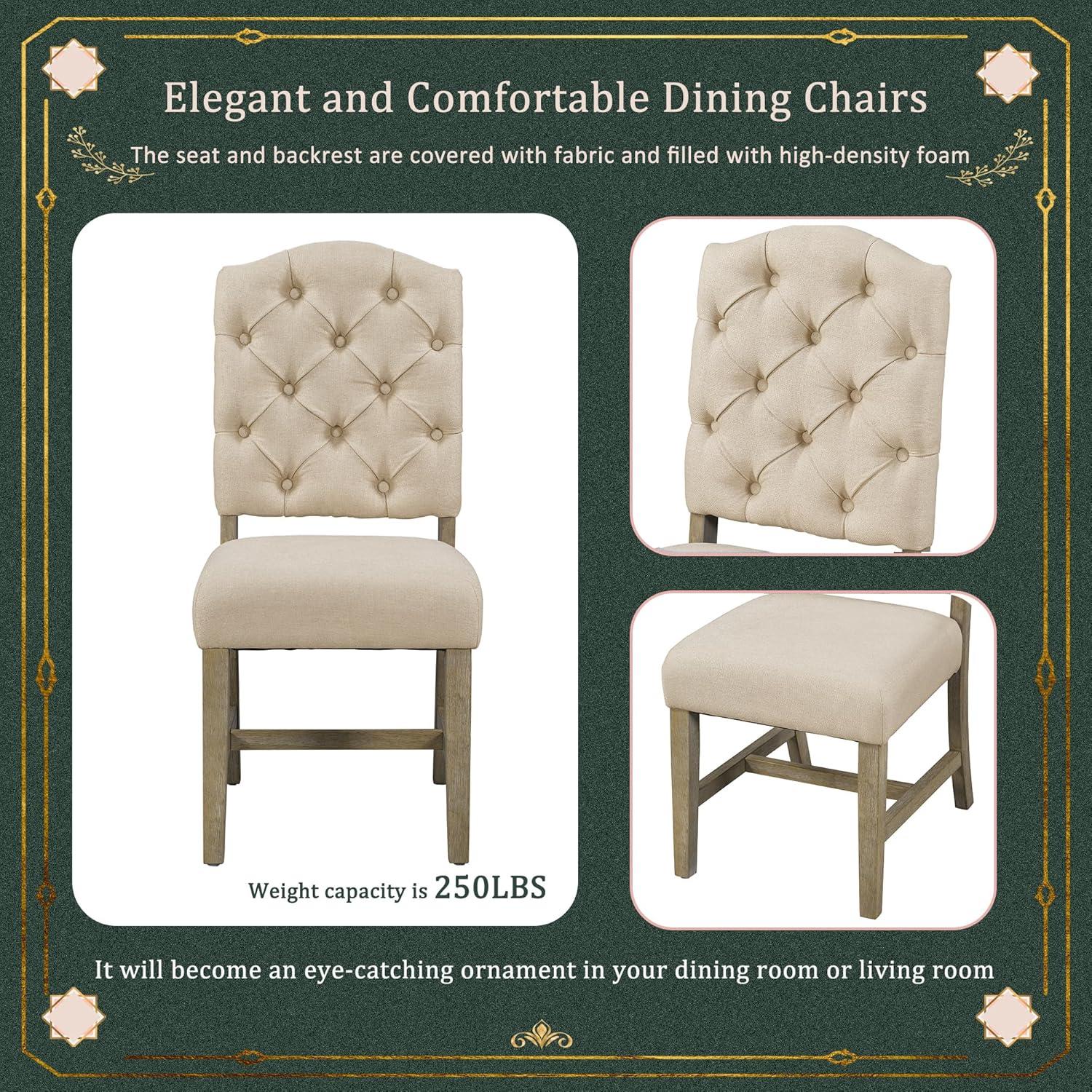 Bellemave Extendable Dining Table Set for 4, 5-Piece Round Table Set with 4 Chairs, Circle Table with Upholstered Chairs, Oval Kitchen Table Set with Extendable Table (Natural Wood Wash)