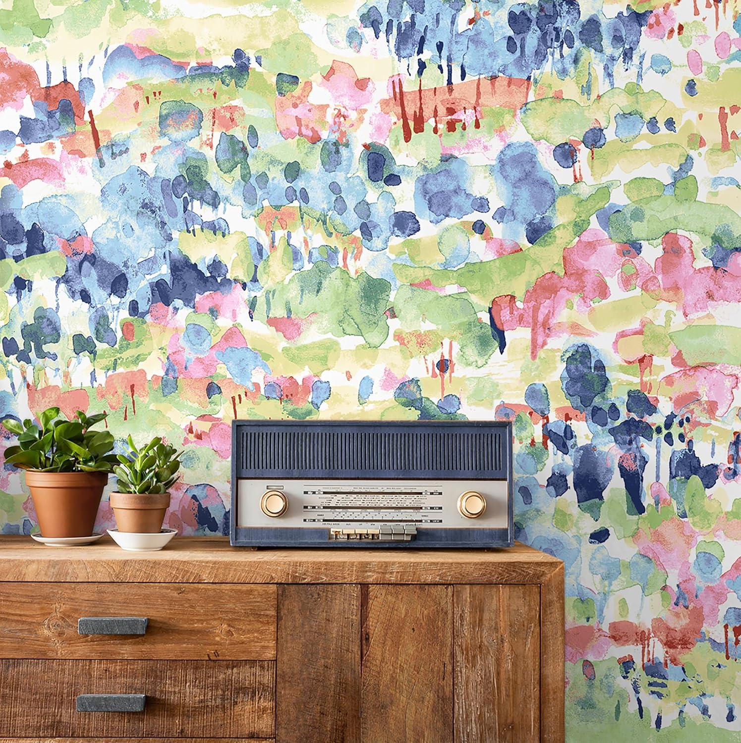 Spring Abstract Watercolor Peel and Stick Vinyl Wallpaper