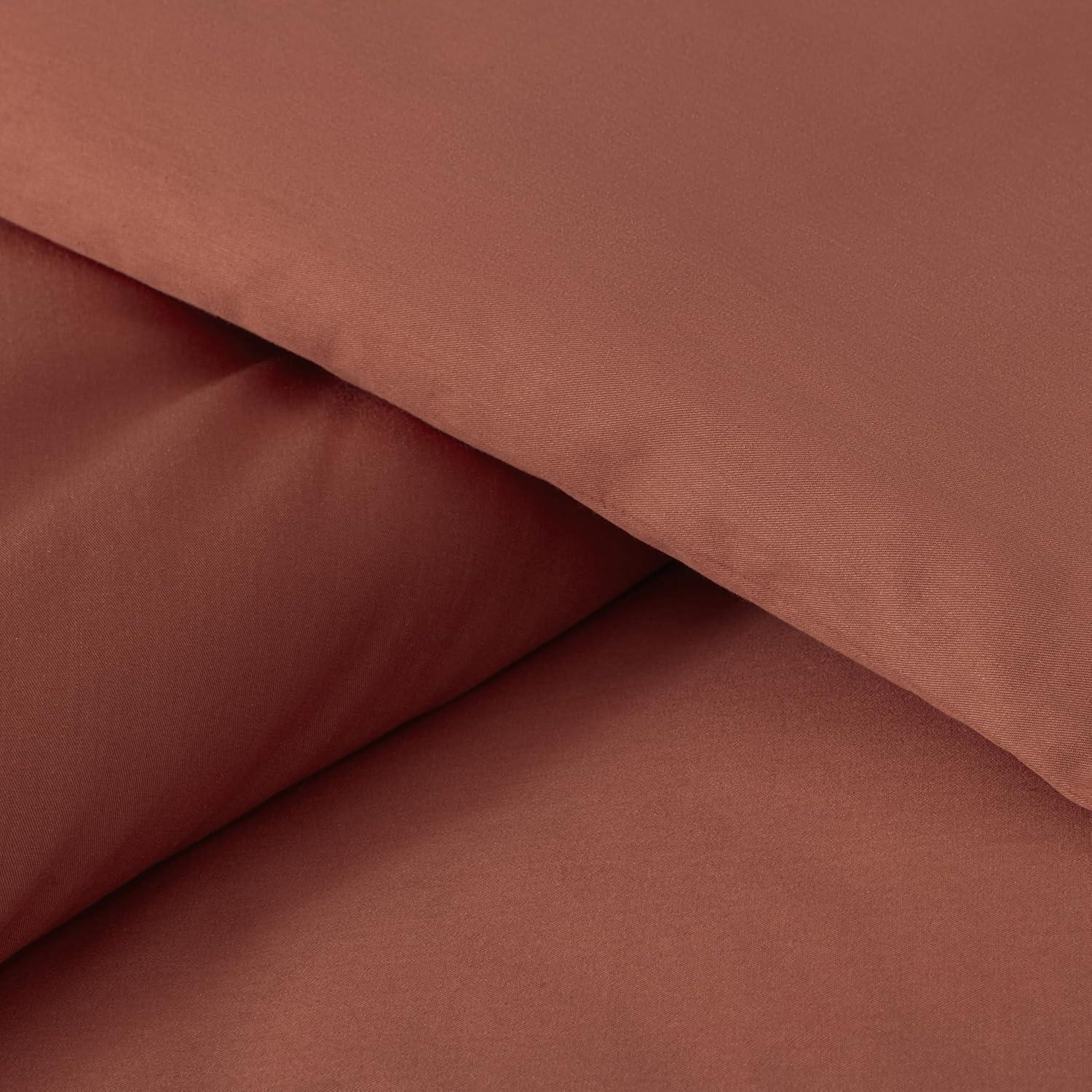 Chezmoi Collection Solid Terracotta Cotton Comforter Set King Size, 3-Piece Luxury Soft Breathable Smooth Cooling 250TC Cotton Twill Lightweight Bedding Comforter for All Season