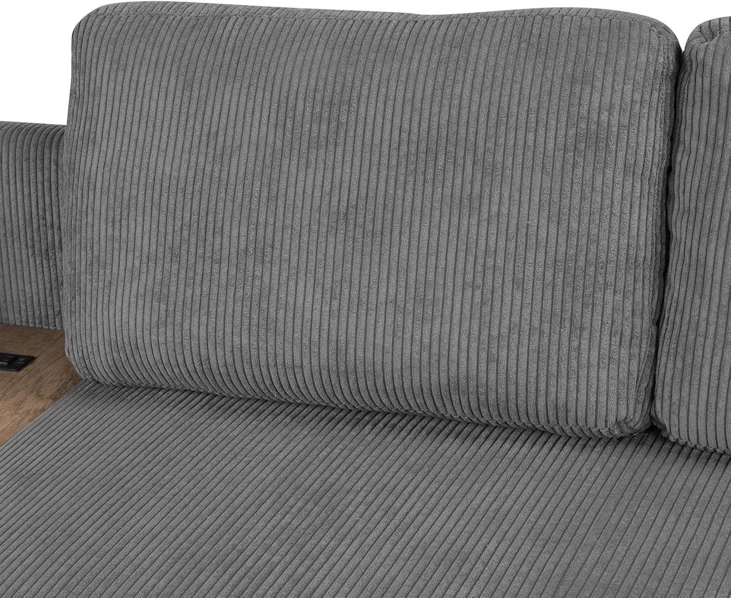 114" L-shaped Sofa Sectional Sofa with Two USB Ports and Two Power Sockets, A Storage Drawer and A Reversible Chaise Lounge for Living Room