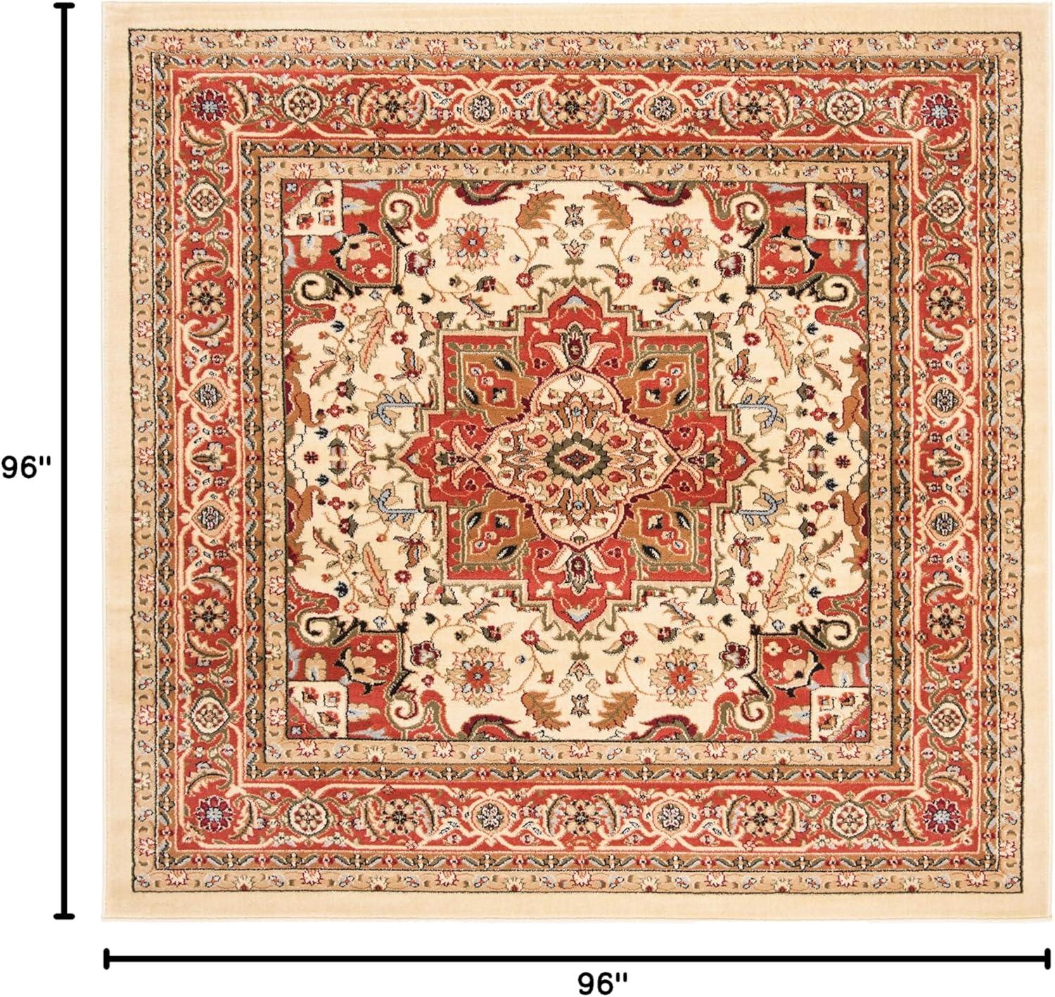 Lyndhurst Heriz LNH330 Power Loomed Area Rug - Ivory/Rust - 8'x8' - Safavieh