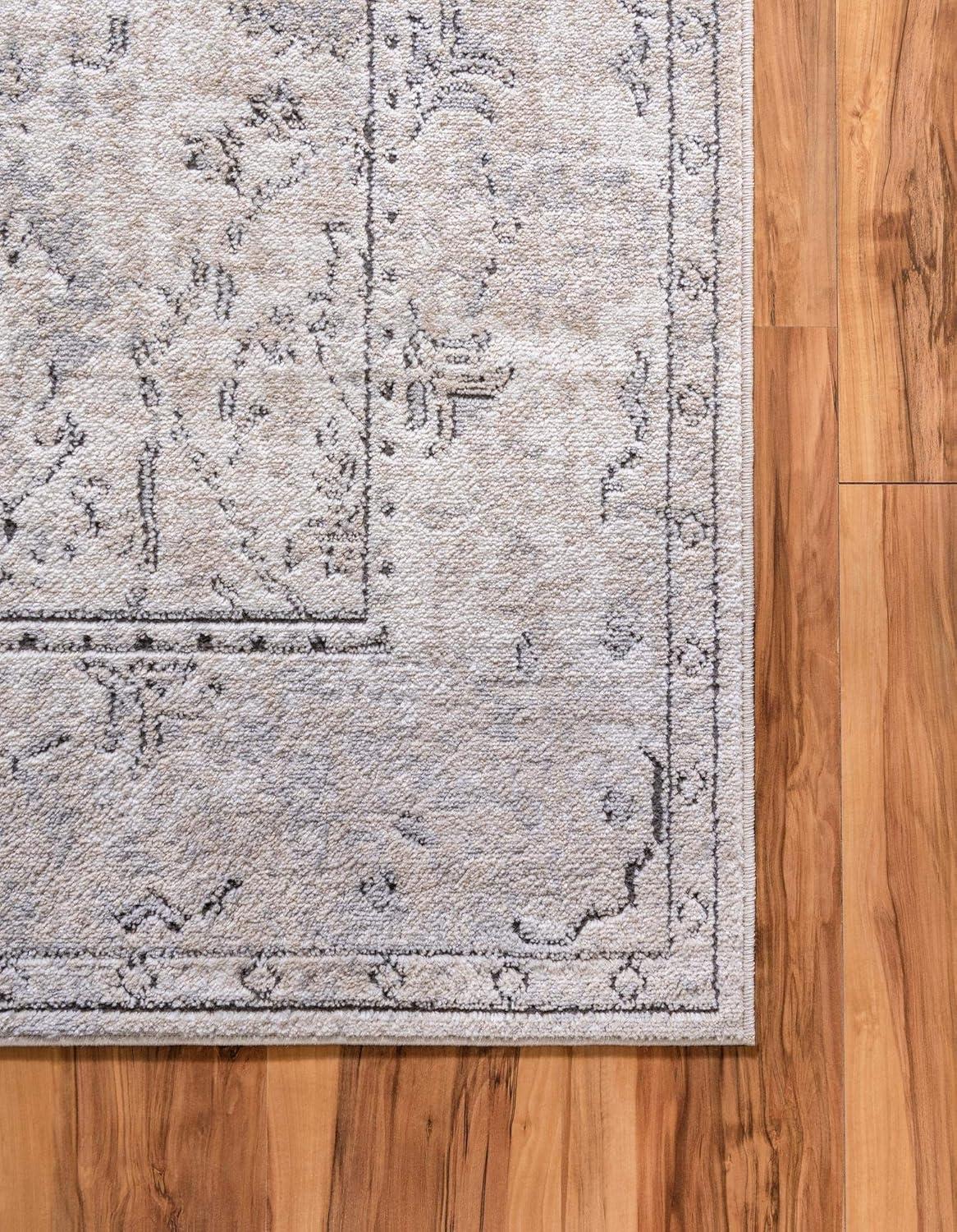 Unique Loom Portland Collection Area Rug - Central (7' 1" x 10' Rectangle Ivory/Gray)