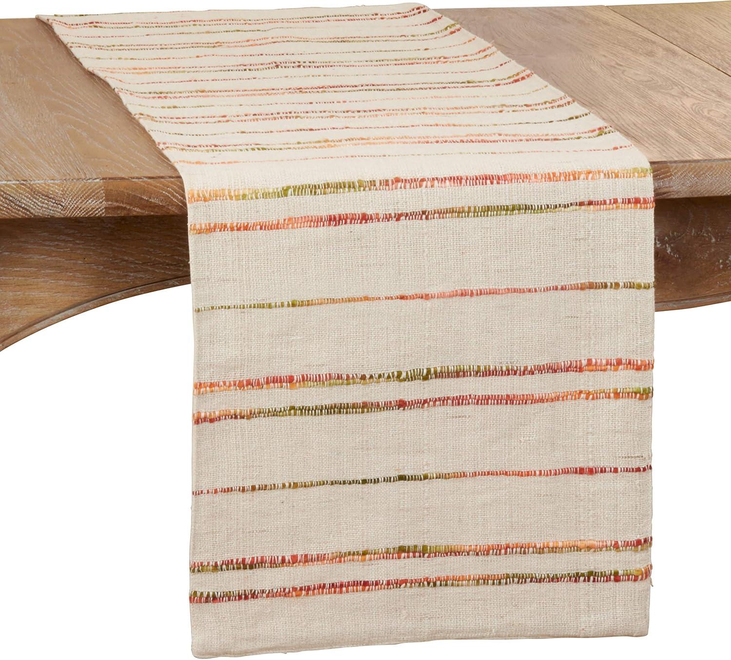 Natural Cotton Woven Line Table Runner