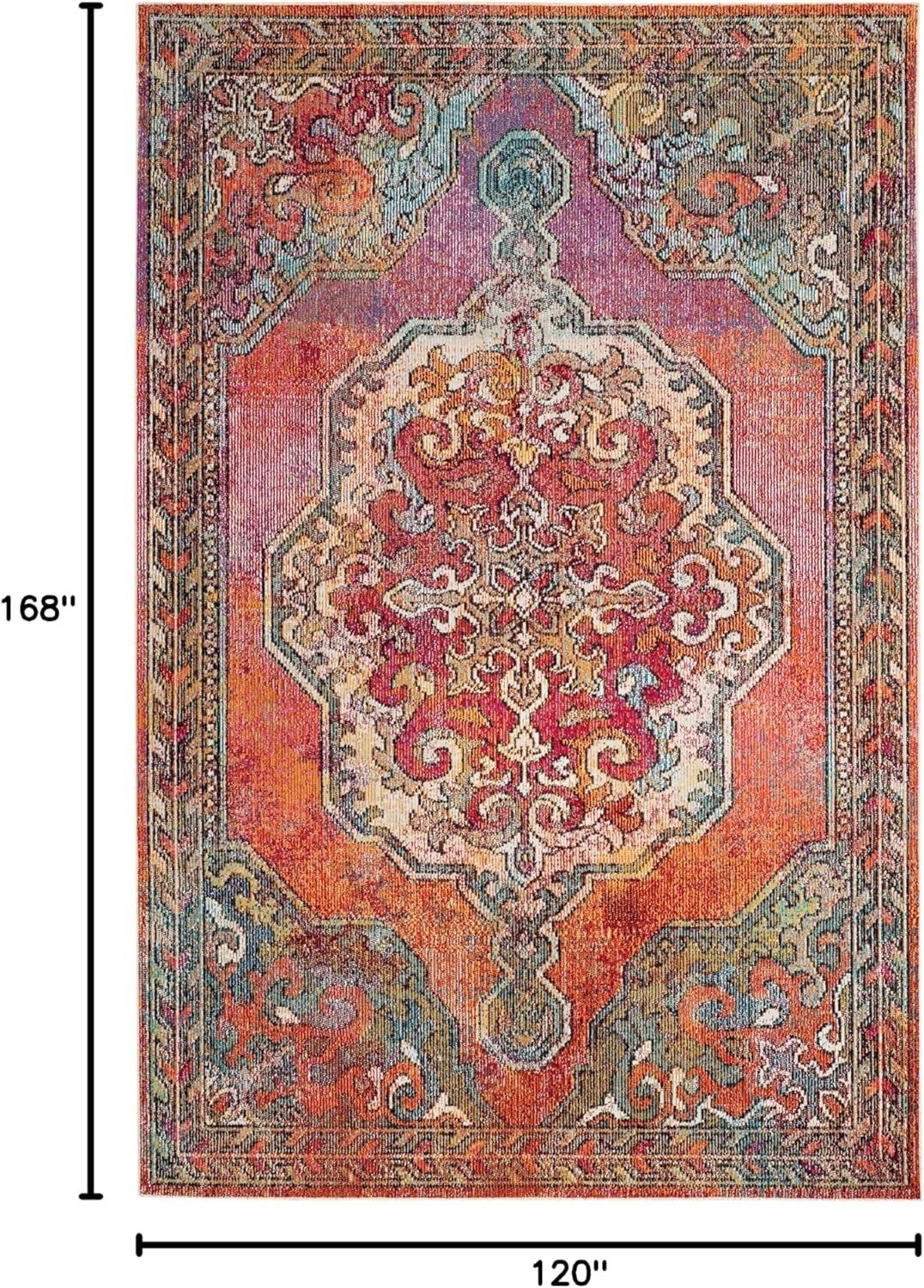 SAFAVIEH Crystal Dean Oriental Area Rug, Orange/Light Blue, 10' x 14'