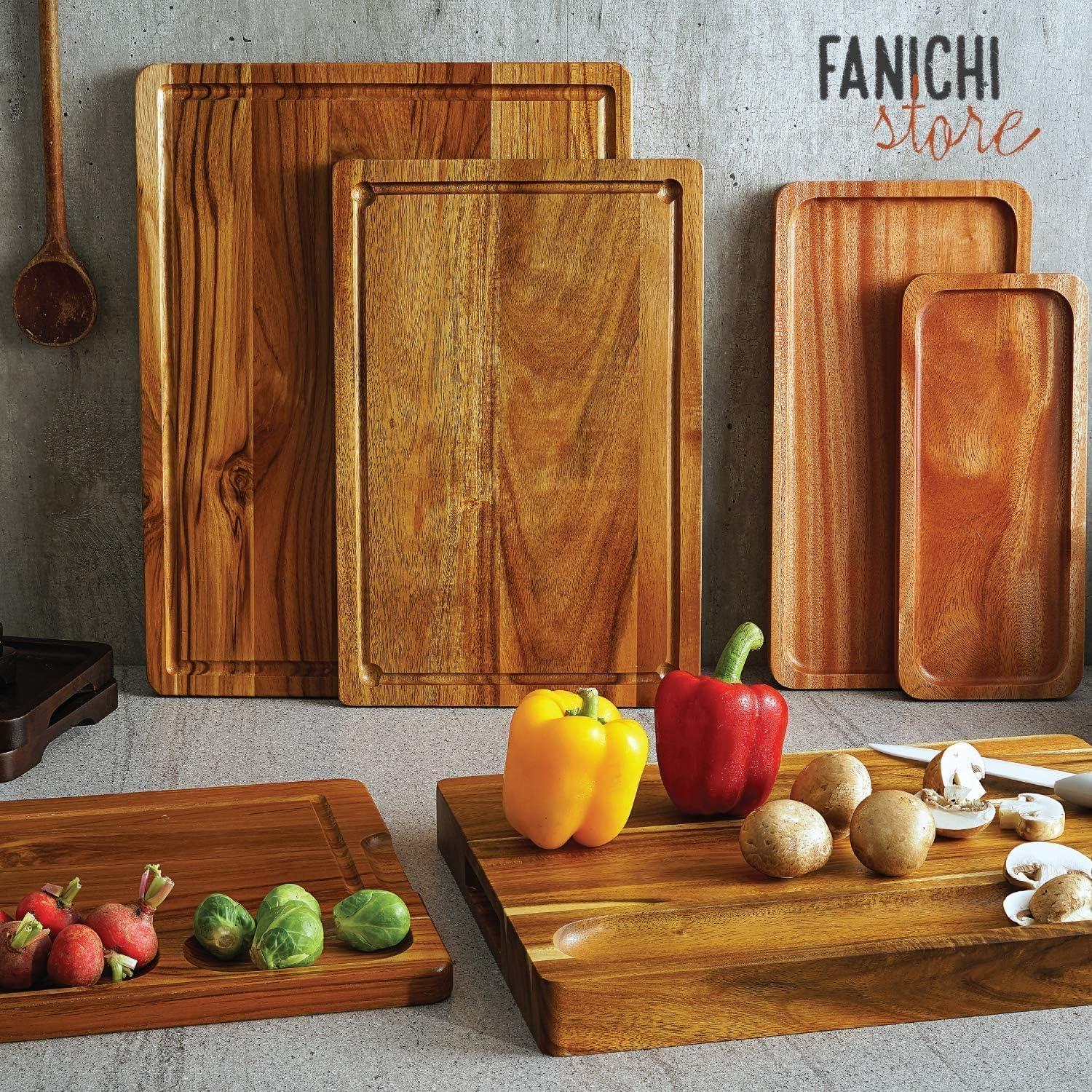 Yiwa 20" x 15" Extra Large Cutting Boards for Kitchen with Side Handles and Juice Groove, 1.5in Thickness Reversible Acacia Board