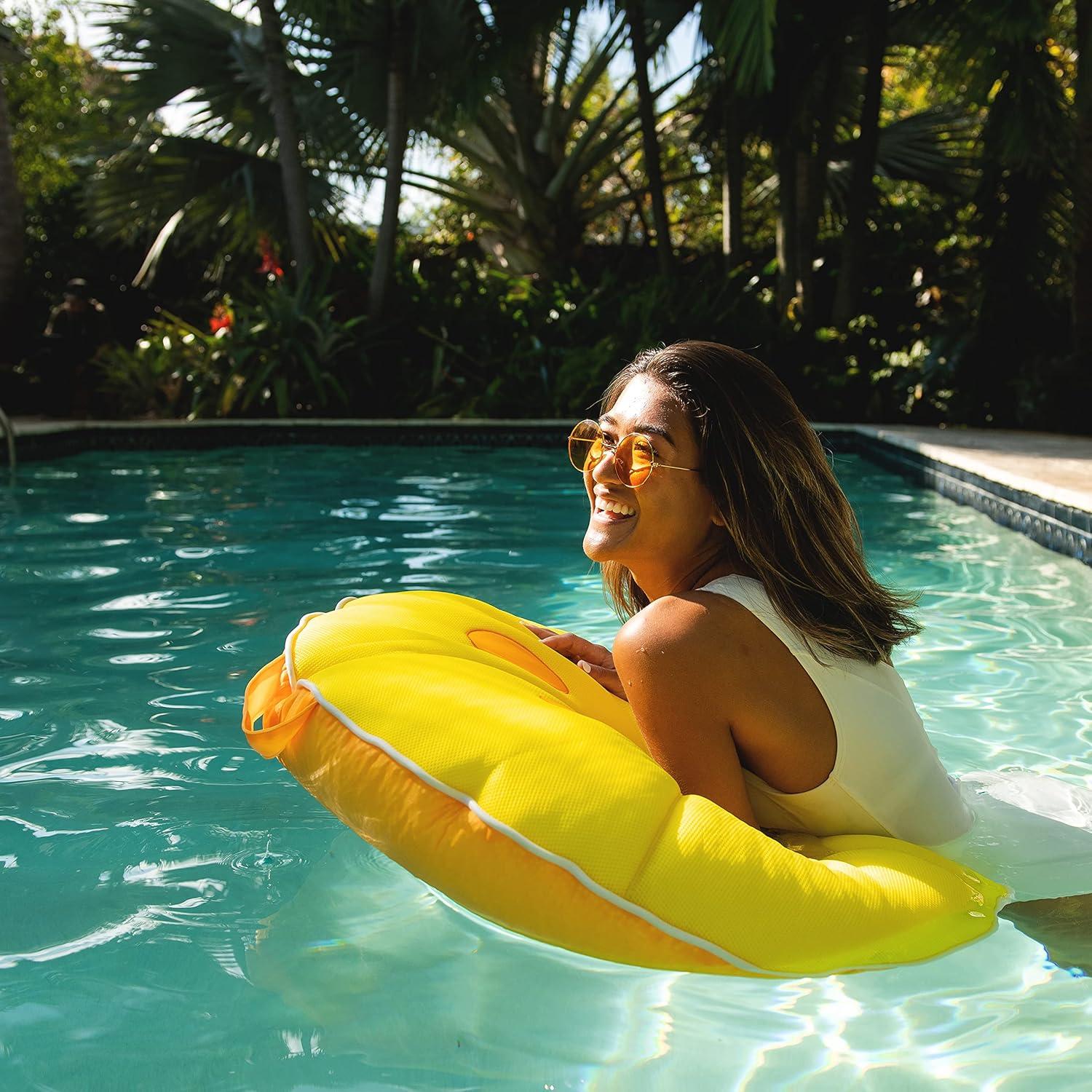 Big Joe Fruit Slice Float No Inflation Needed Pool Lounger, Watermelon Mesh, Quick Draining Fabric, 4 feet Big