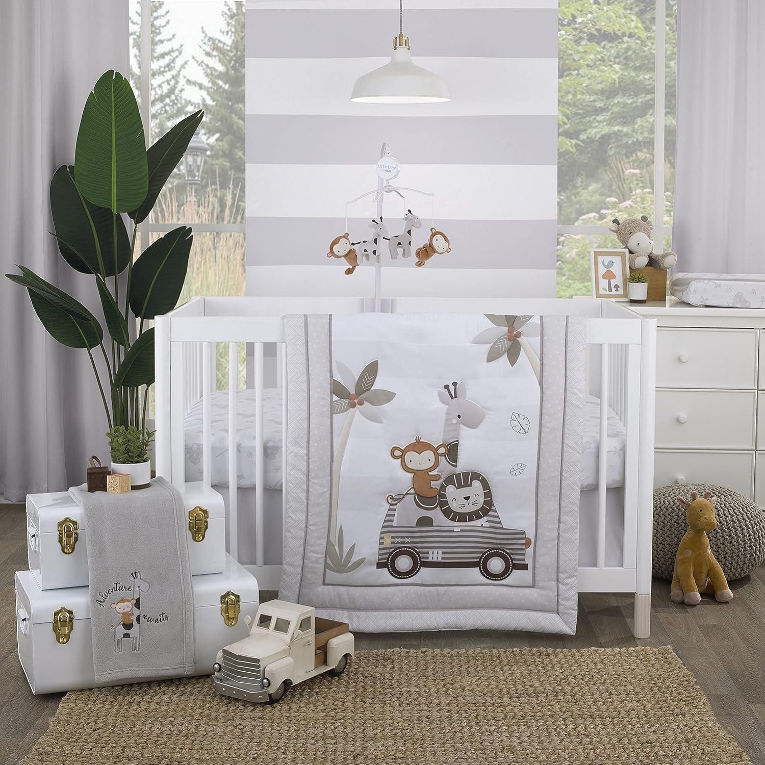 Little Love by Nojo Little Love by NoJo Jungle Ride Grey and Tan Plush Monkey and Giraffe Musical Mobile