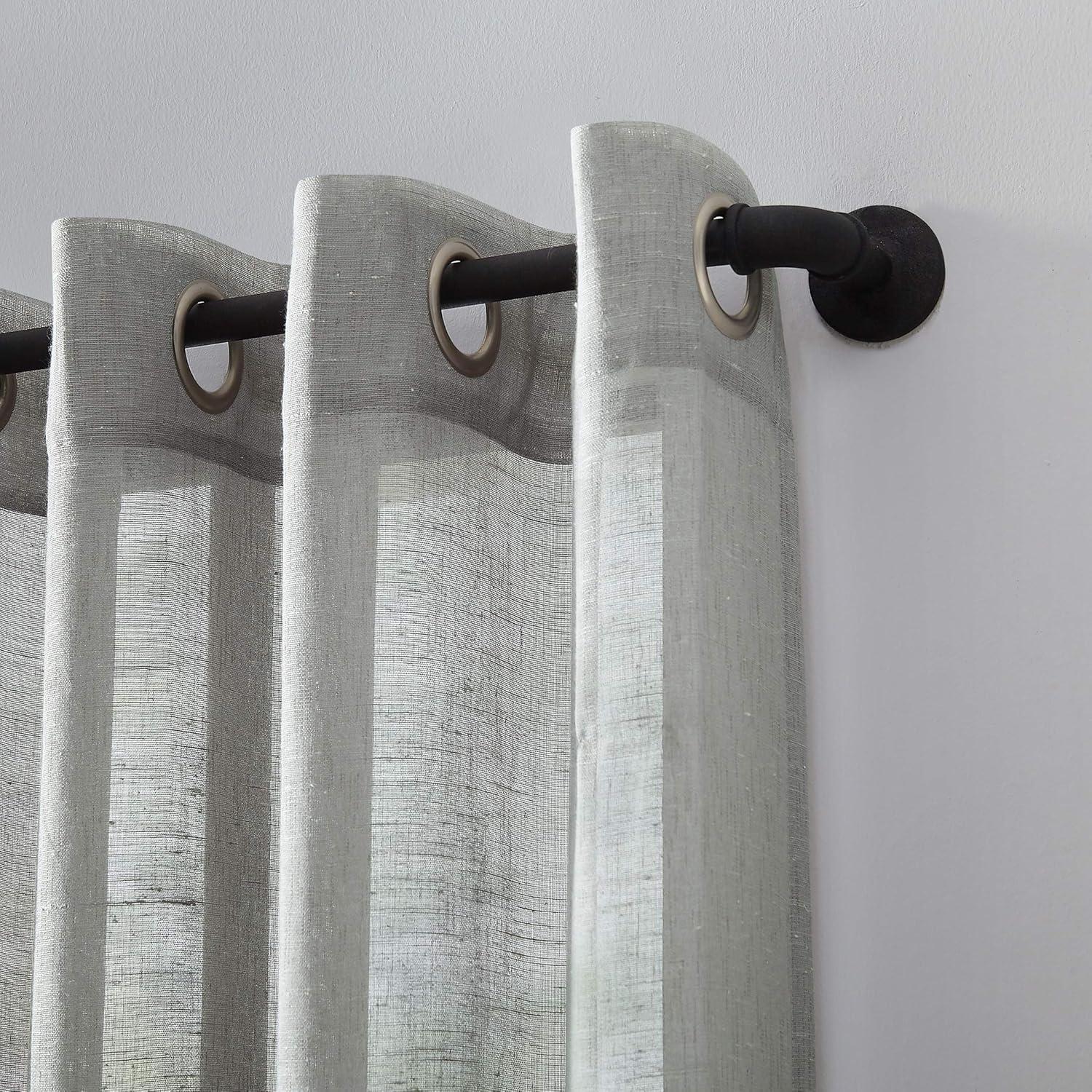 63"x52" Slub Textured Linen Blend Grommet Top Curtain Gray - Archaeo: Light Filtering Panel, Modern Indoor Decor