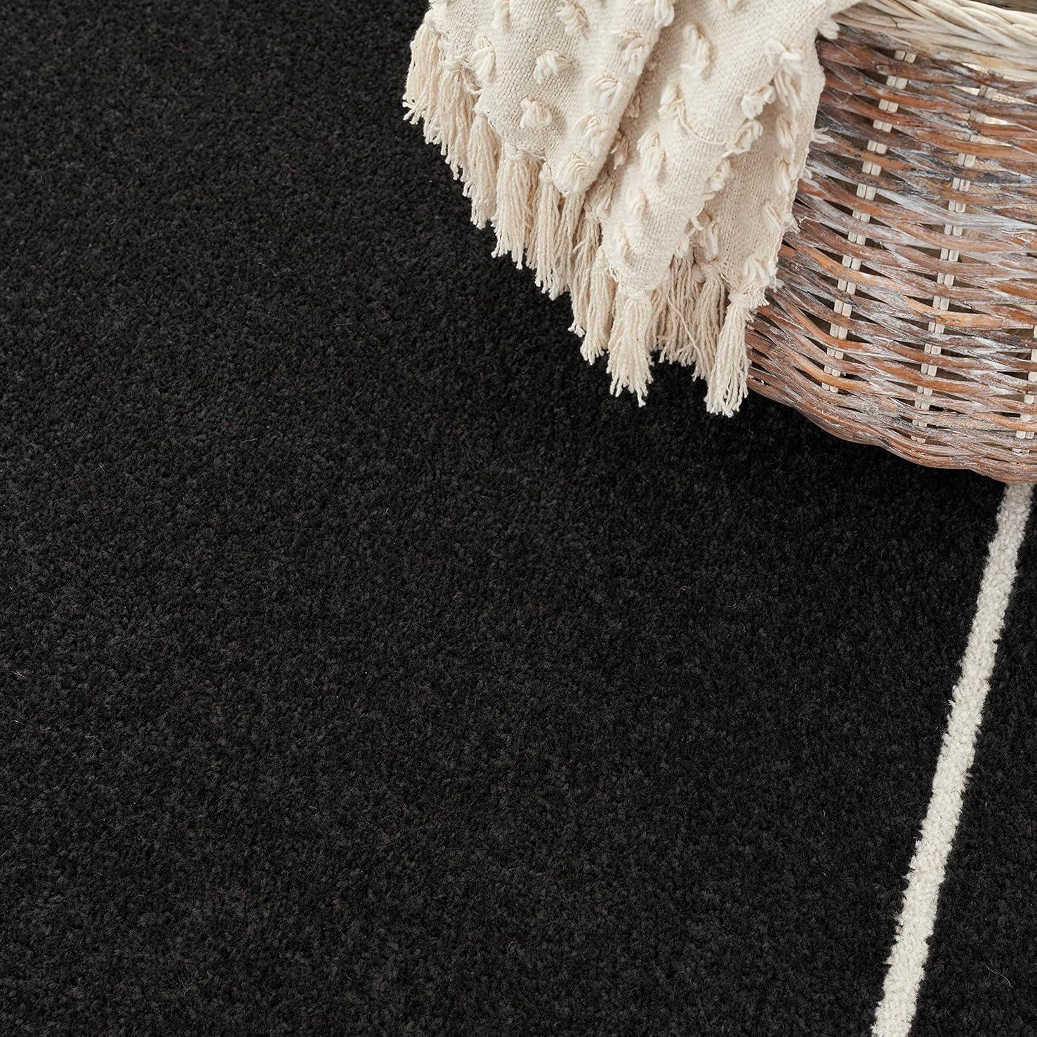 Nourison Essentials 4' x 6' Black Ivory Contemporary Bordered Indoor/Outdoor Area Rug