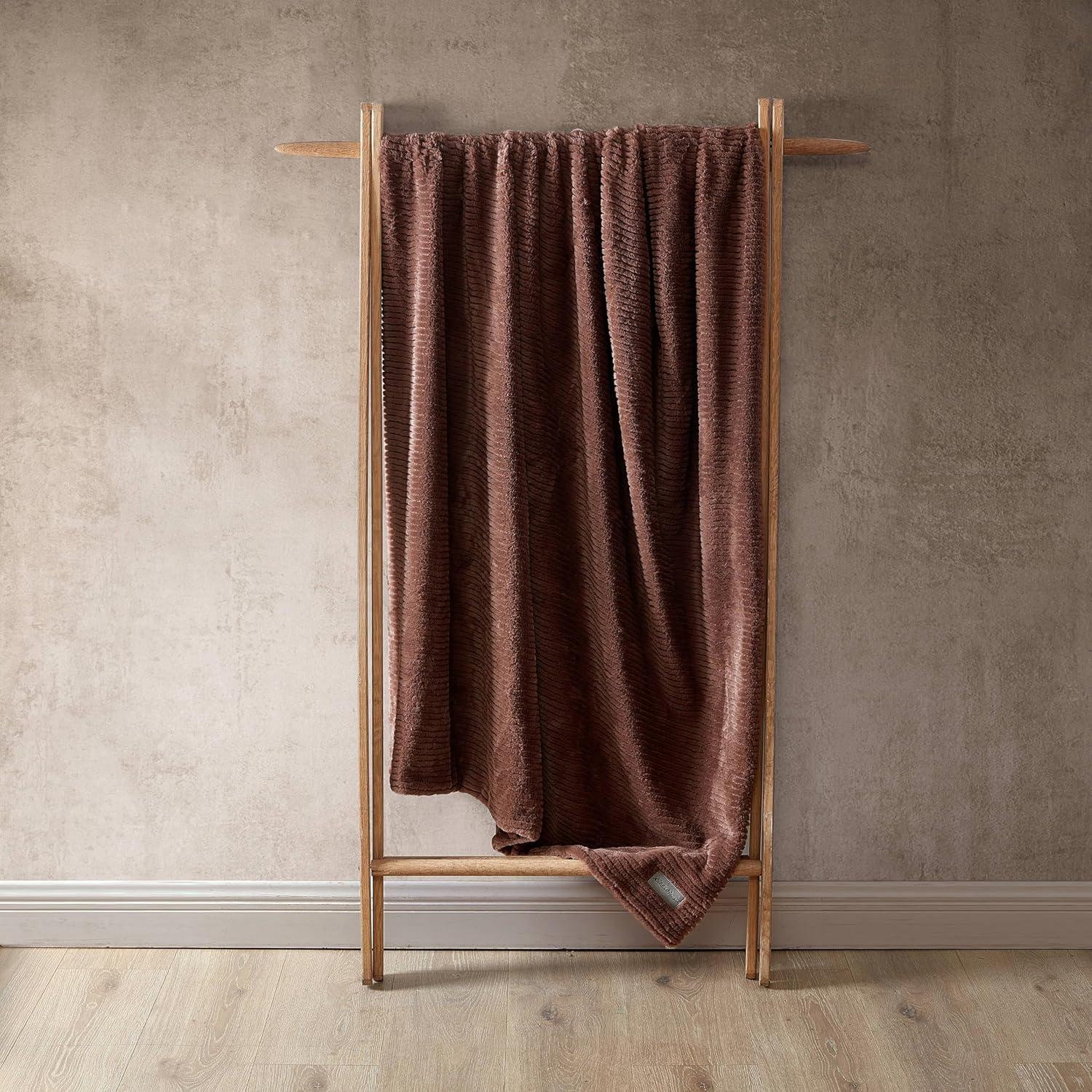 Eddie Bauer Eddie Bauer Ribbed Textured Stripe Solid Plush Throw Blanket