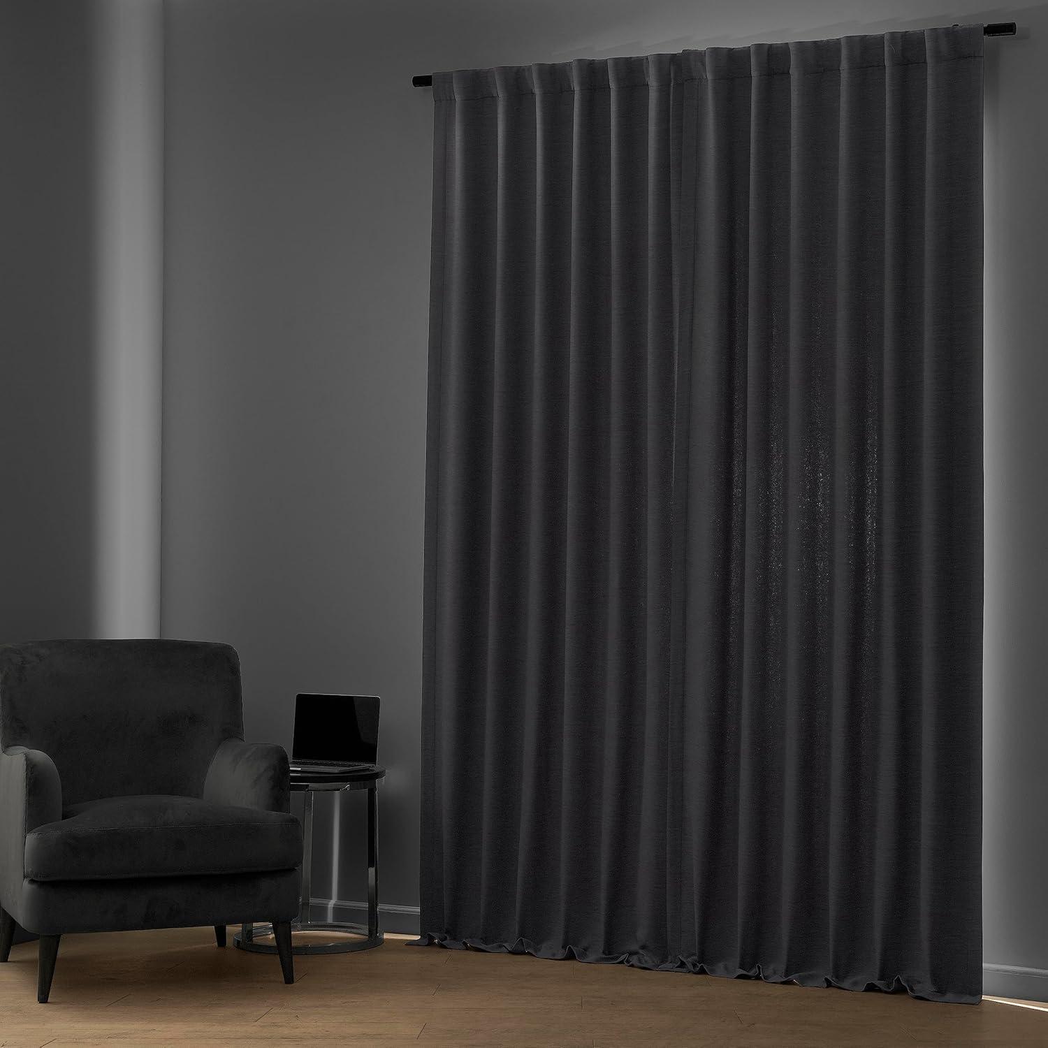 Armour Grey Puddle Length Blackout Drape Panel