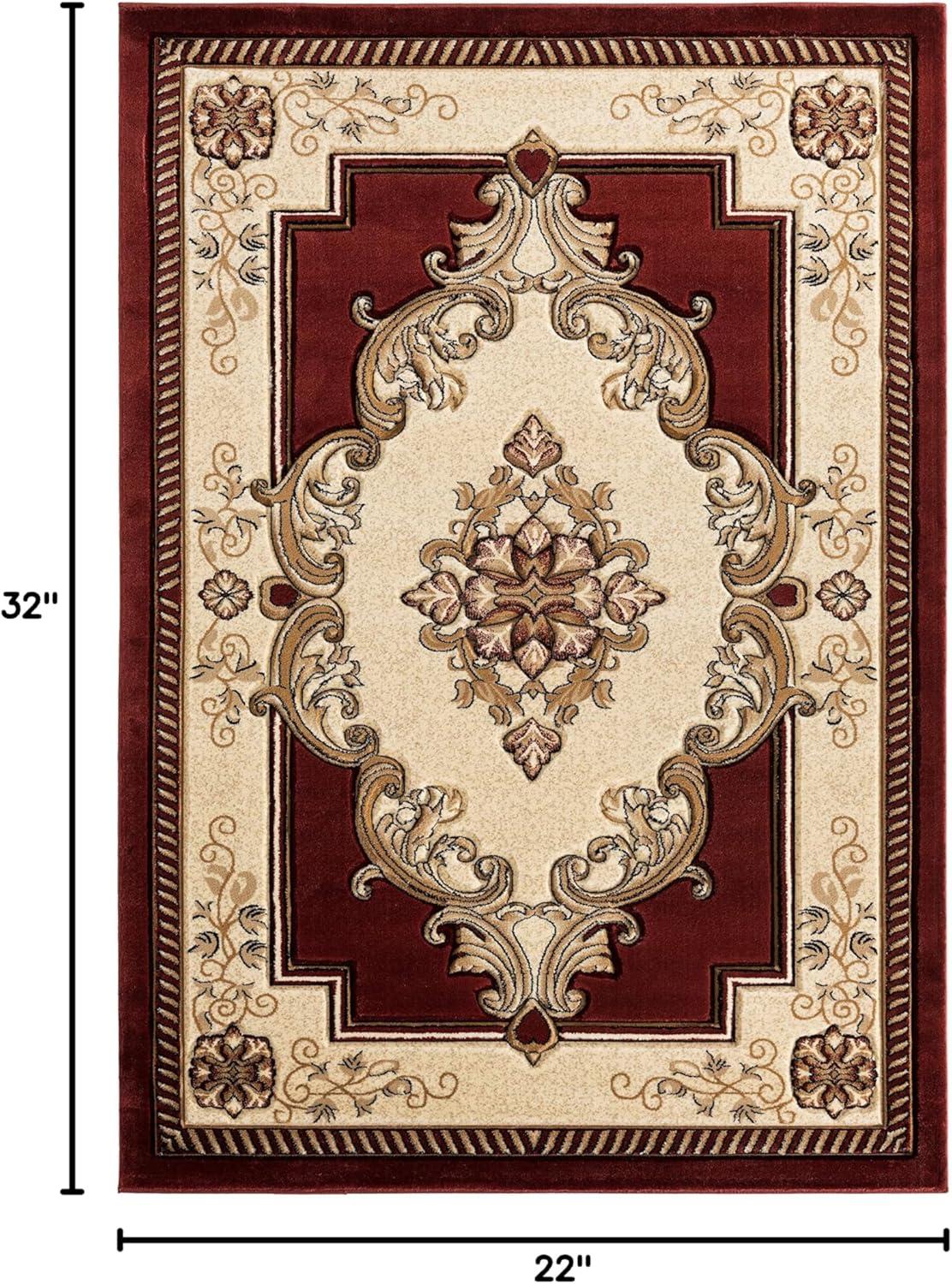 Designer Home Swan Area Rug 2050 10534 Fallon Burgundy Medallion Curls 1' 10" x 2' 8" Rectangle