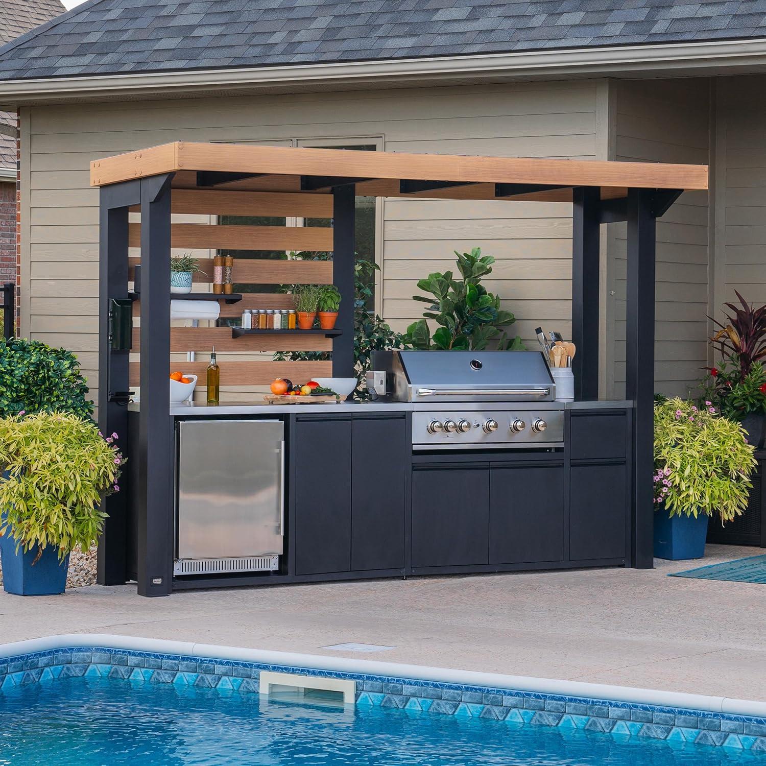 Backyard Discovery Fusion Flame Outdoor Kitchen, Grill, and Refrigerator