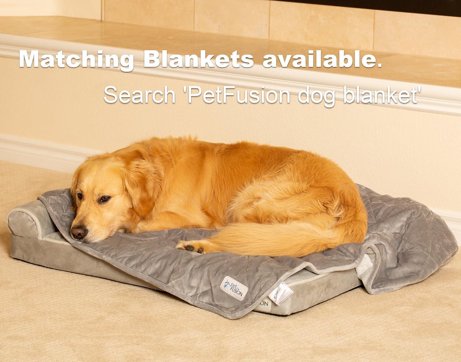 PetFusion BetterLounge Suede Orthopedic Memory Foam Dog Bed, Grey, Large