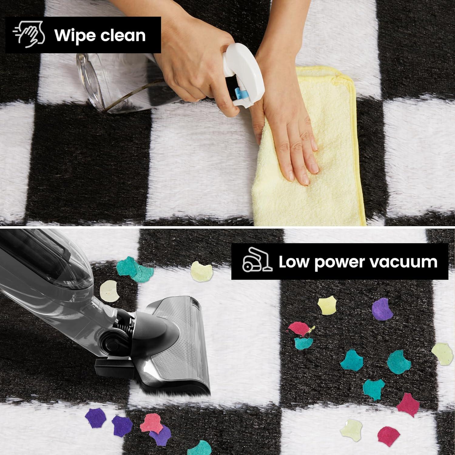 Luxe Weavers Checkered Black and White Geometric 8x10 Indoor Area Rug