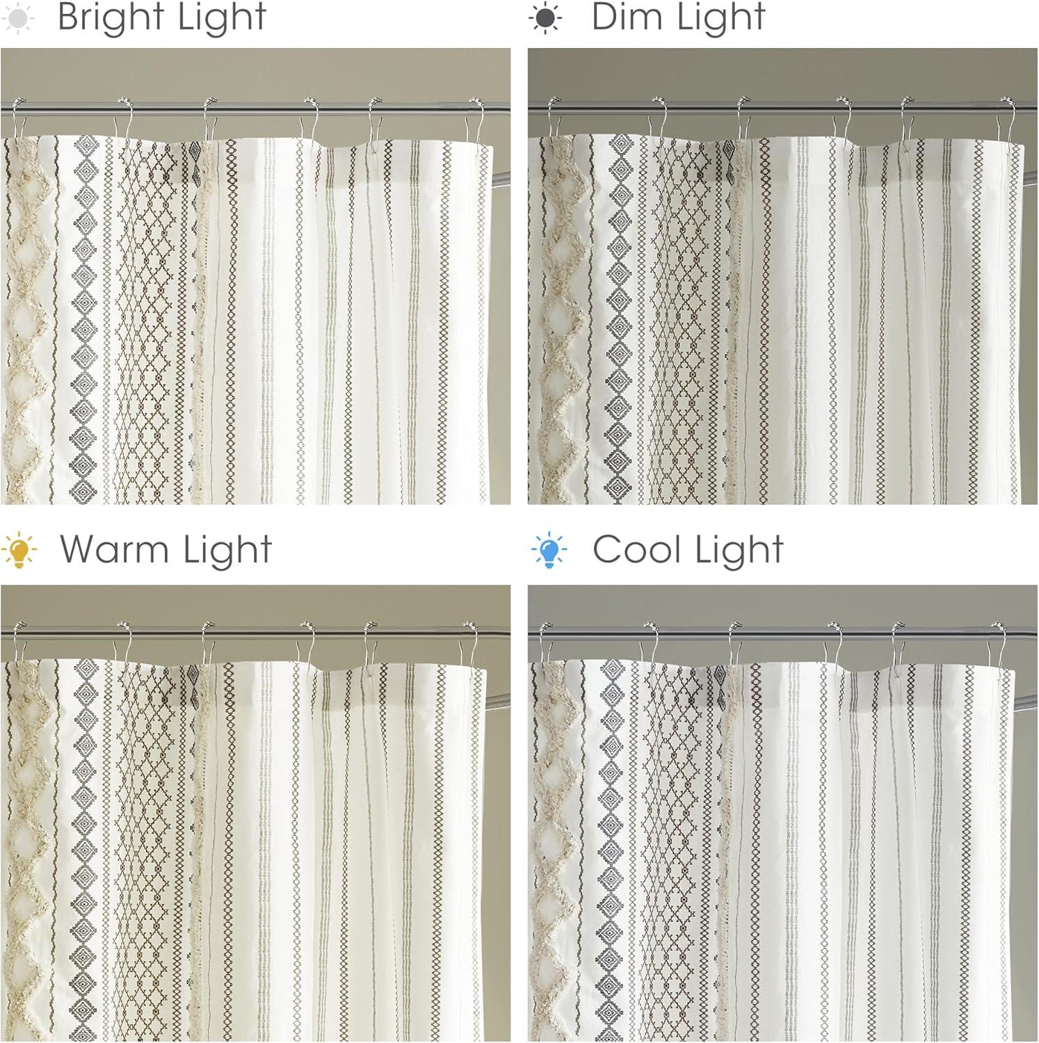 INK+IVY Imani 100% Cotton Printed Shower Curtain with Chenille