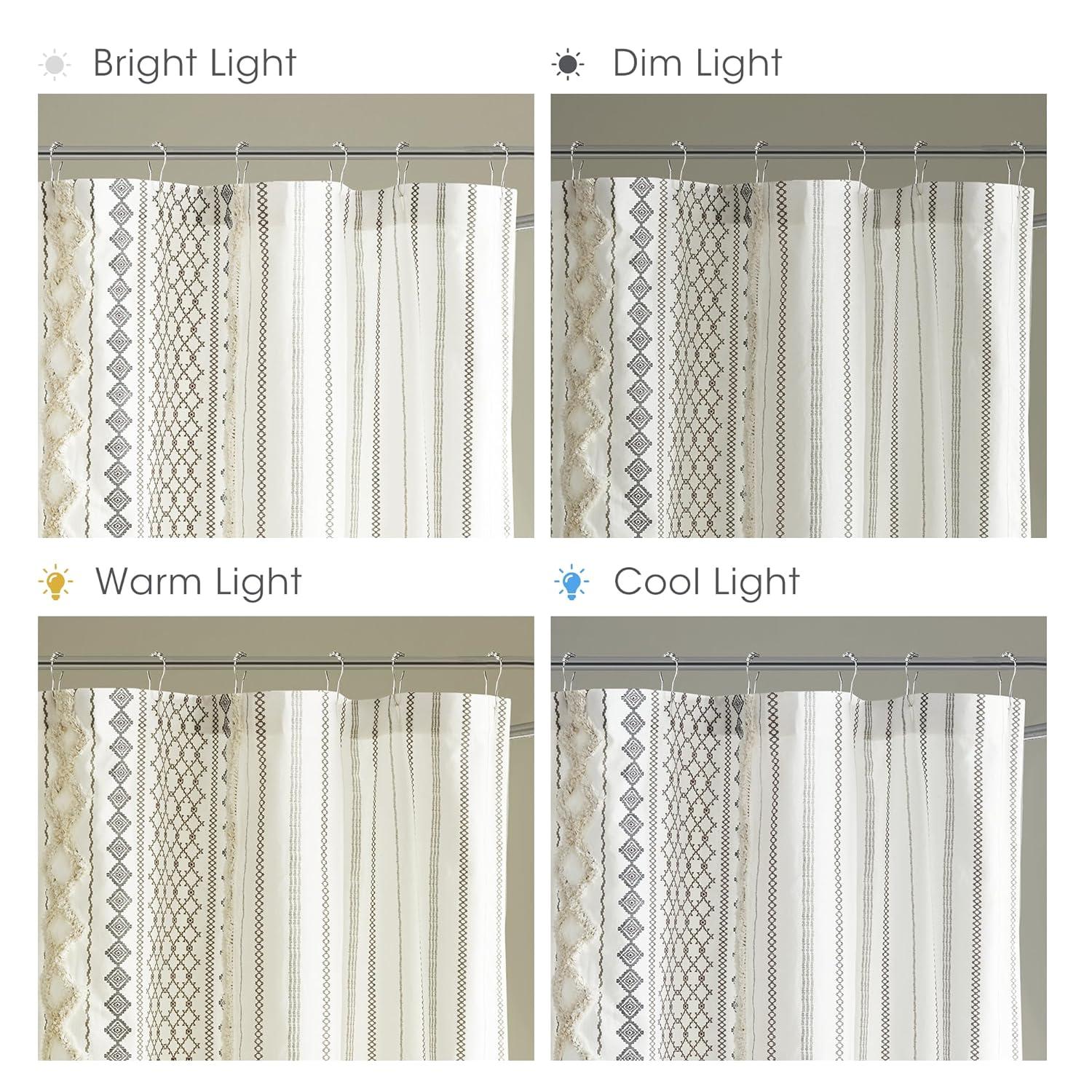 INK+IVY Imani 100% Cotton Printed Shower Curtain with Chenille