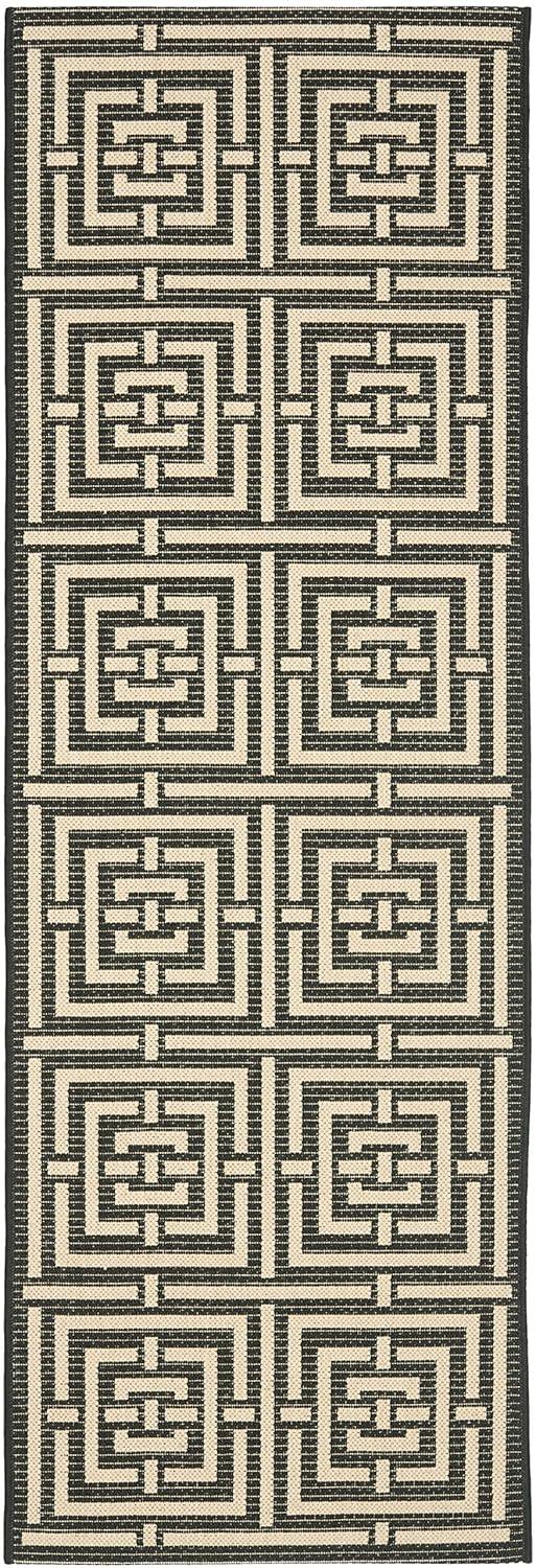 Courtyard CY6937 Power Loomed Indoor and Outdoor Runner Rug - Black/Bone - 2'3"x6'7" - Safavieh