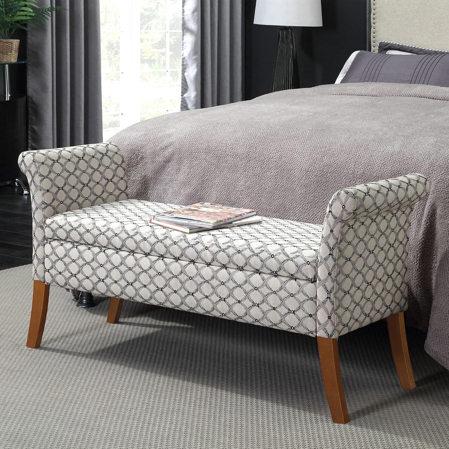 Designs4Comfort Garbo Storage Bench Ottoman  Ribbon Pattern Fabric