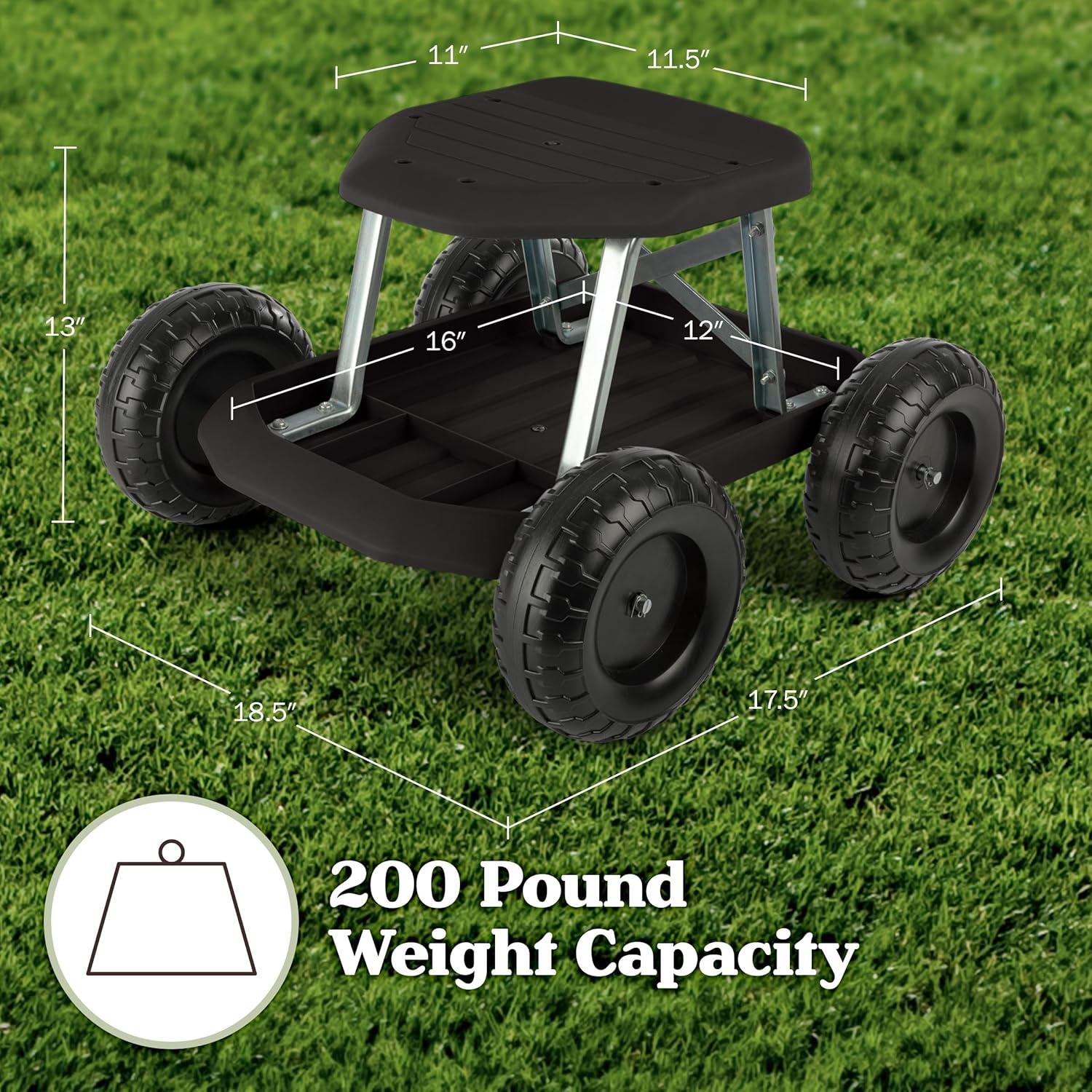 Rolling Gardening Stool, Black