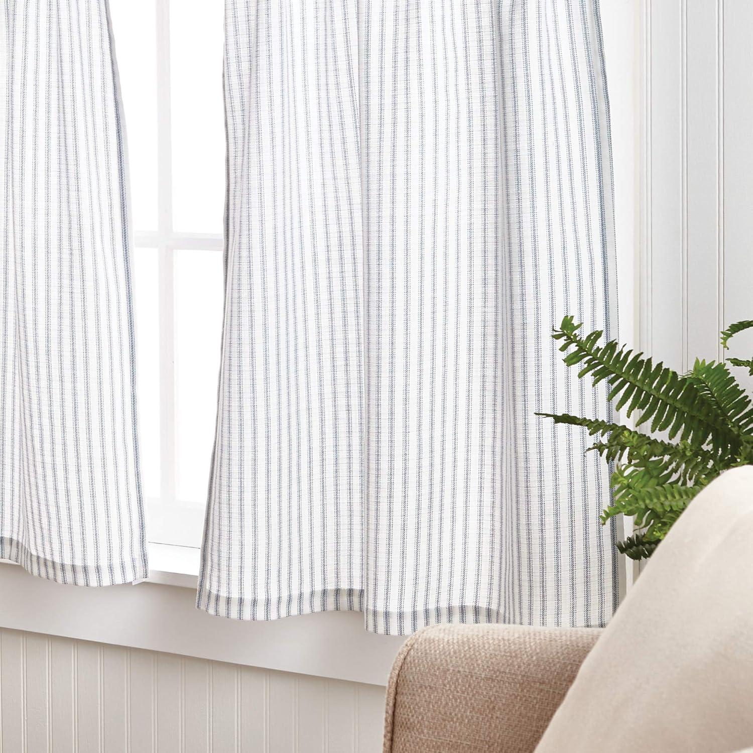 Martha Stewart Ticking Stripe Indigo Tier & Valance Set