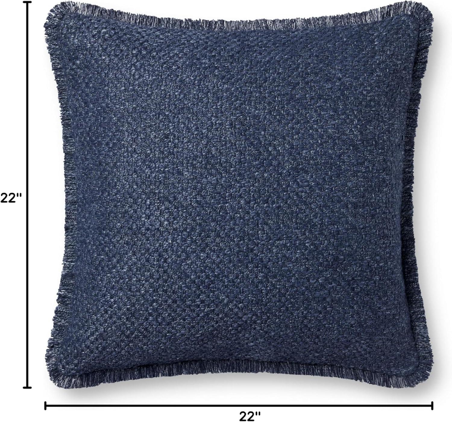 Navy Textured Cotton Blend 22'' x 22'' Pillow Cover