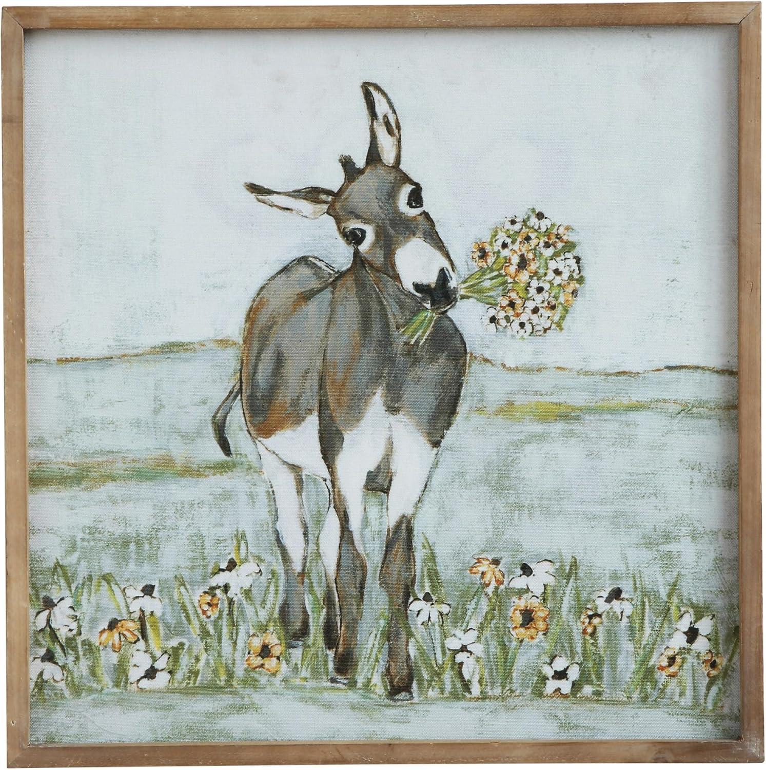 Creative Co-Op Donkey Wall Décor in Wood Frame