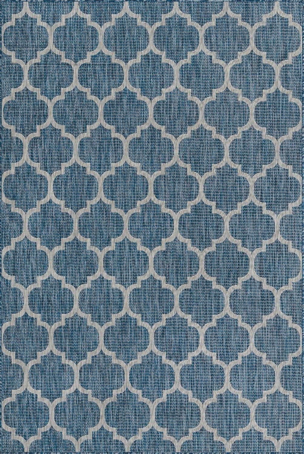 Unique Loom 6' 1 x 9' 0 Rectangle Indoor/Outdoor Trellis Navy Blue Area Rug
