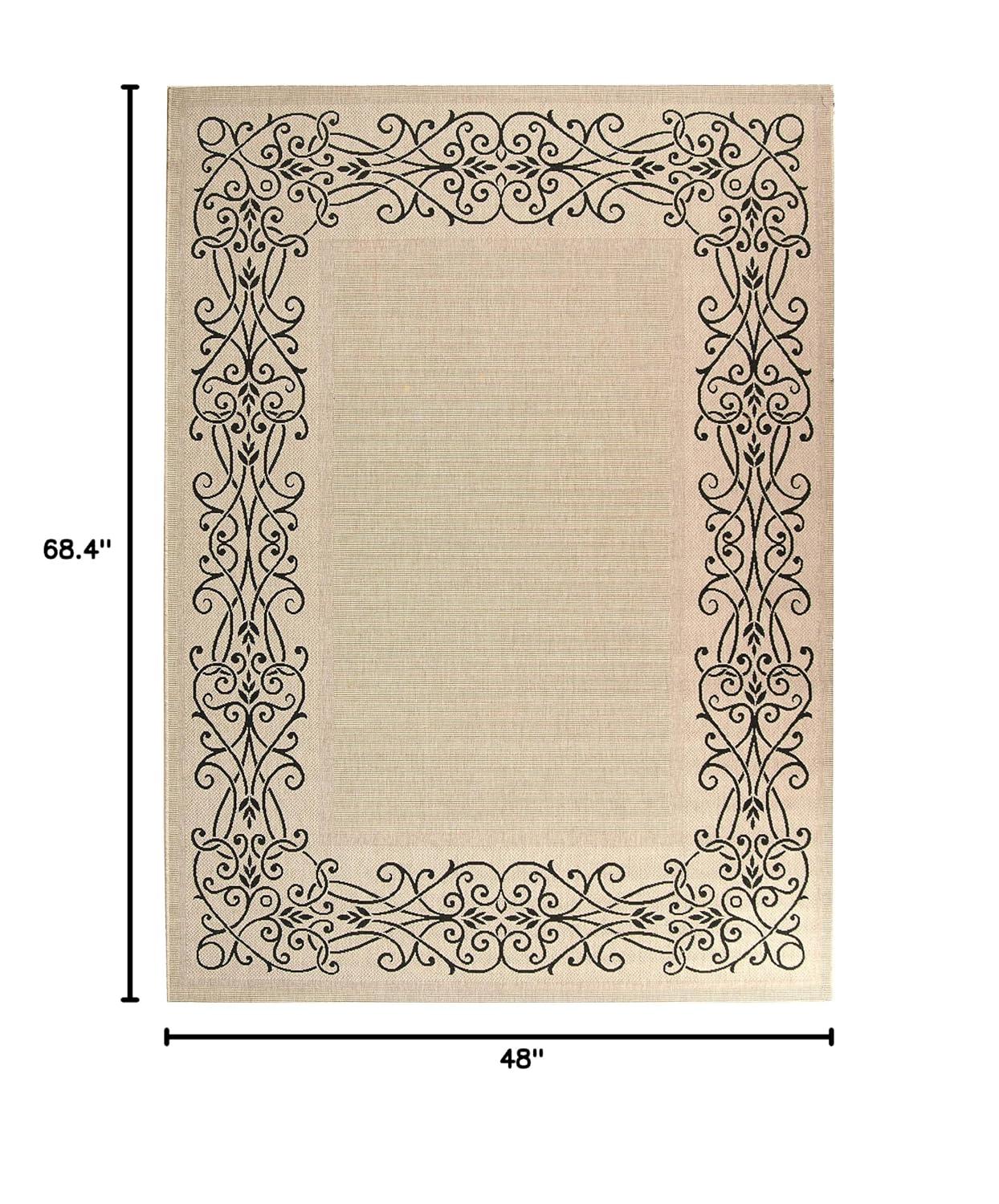 Safavieh COURTYARD, SAND / BLACK, 4' X 5'-7", Area Rug, CY1588-3901-4