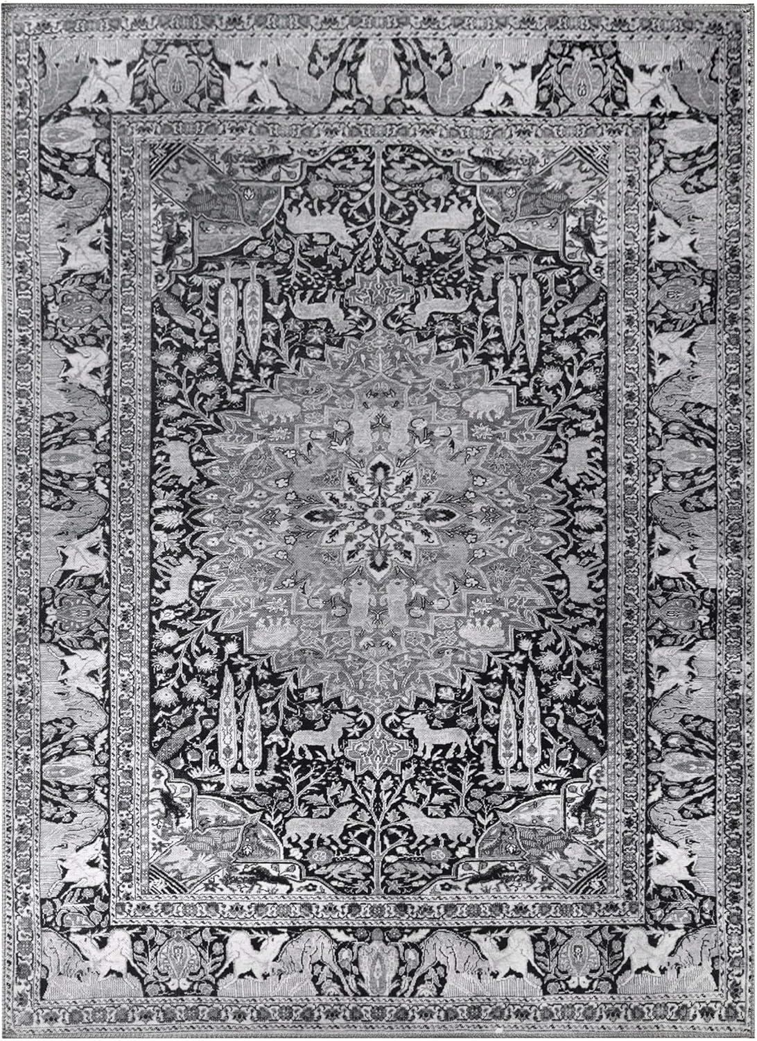 Charcoal Medallion Easy-Care Synthetic 7'6" x 9'6" Area Rug