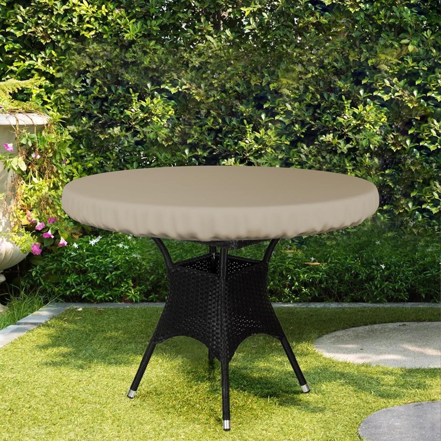 Covers & All Round Table Top Cover, 12 Oz Waterproof UV & Weather Resistant, Outdoor Table Cover for Patio Outdoor Furniture (30" Dia x 4" H Inches, Beige)