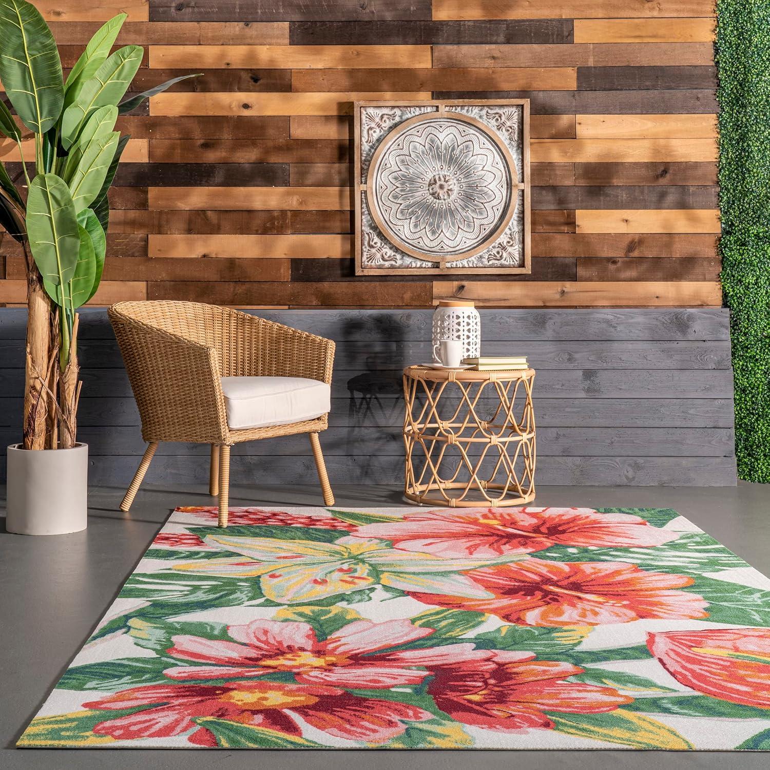 Nuloom Contemporary Floral Sabrina Indoor/Outdoor Patio Area Rug, 4' x 6', Multi