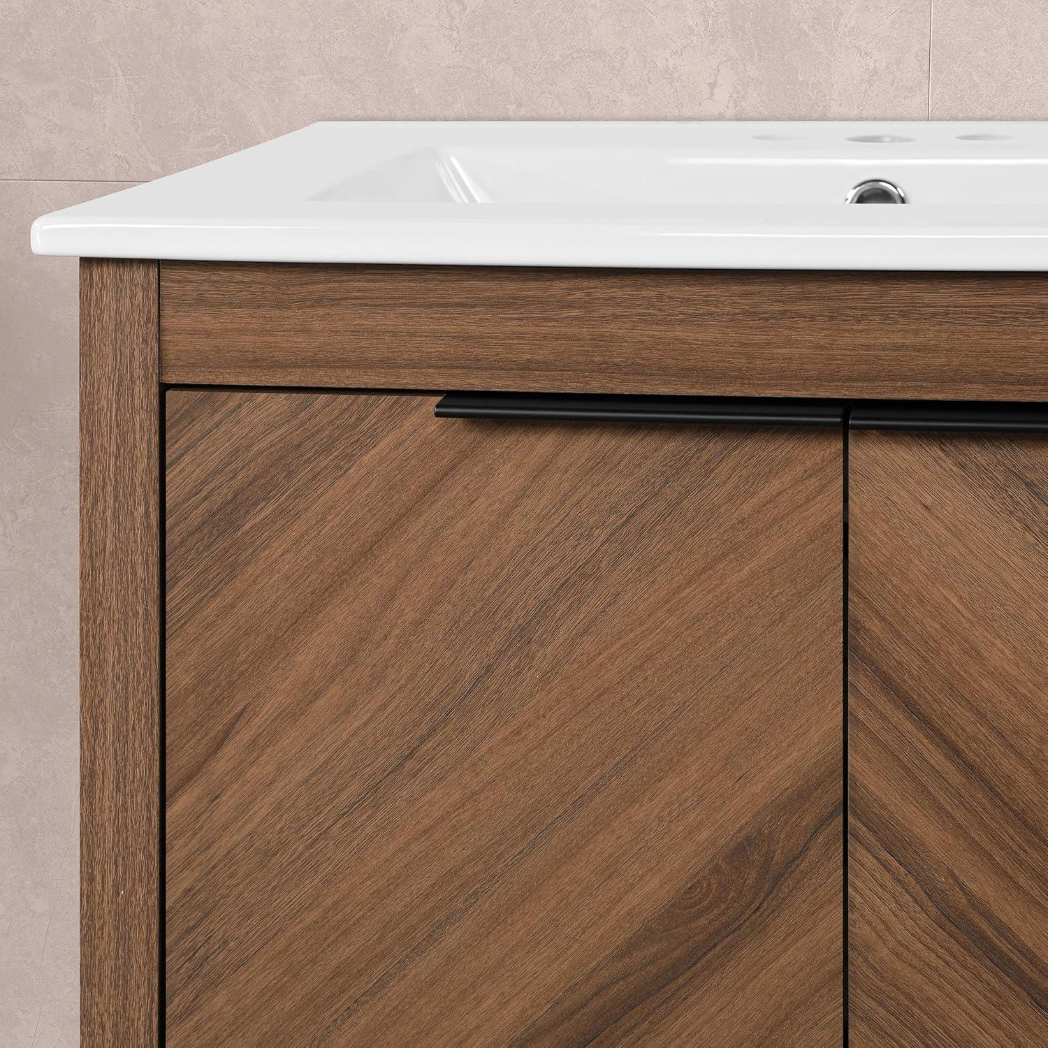 Darla 24" Spiced Walnut Freestanding Vanity with Ceramic Sink