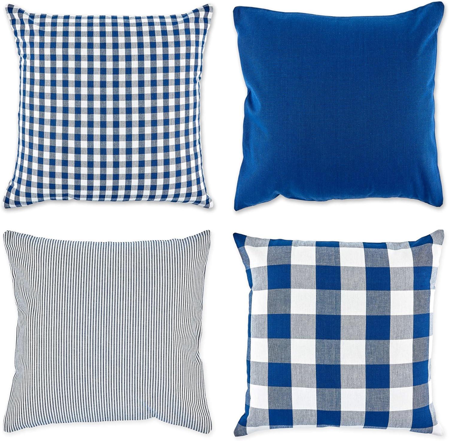 4pk Assorted Throw Pillow Covers Navy/Off White - Design Imports