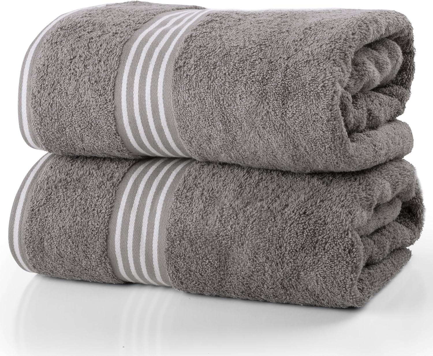Lavish Home 35x70 Luxury Cotton Bath Towels, Gray