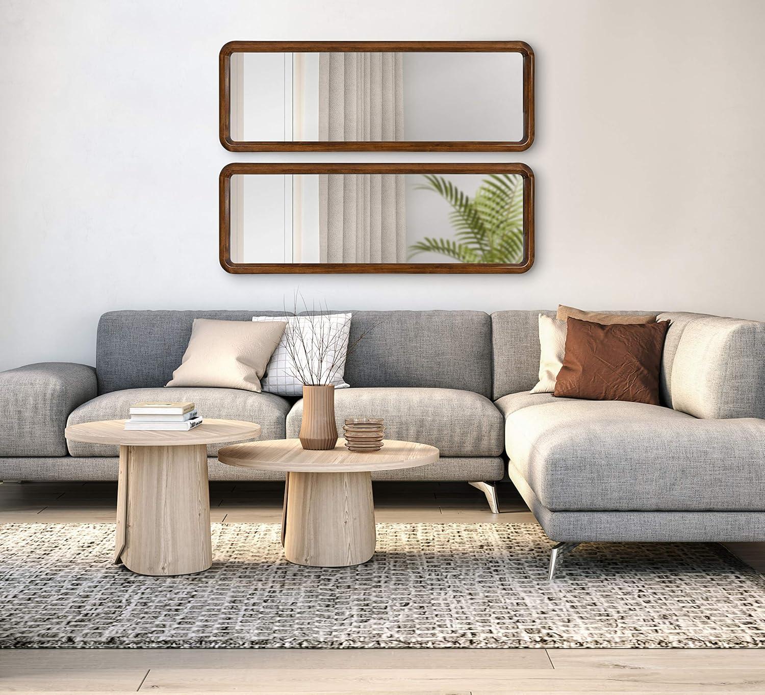 16" x 48" Pao Full Length Wall Mirror Walnut Brown - Kate & Laurel All Things Decor