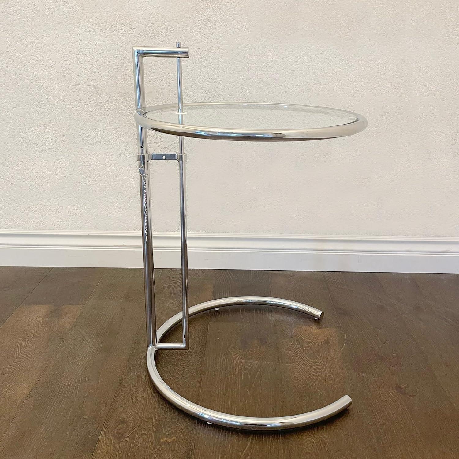 Modmade  20 dia. x 23-37 x 25 in. Eileen Adjustable Height End Table, Silver