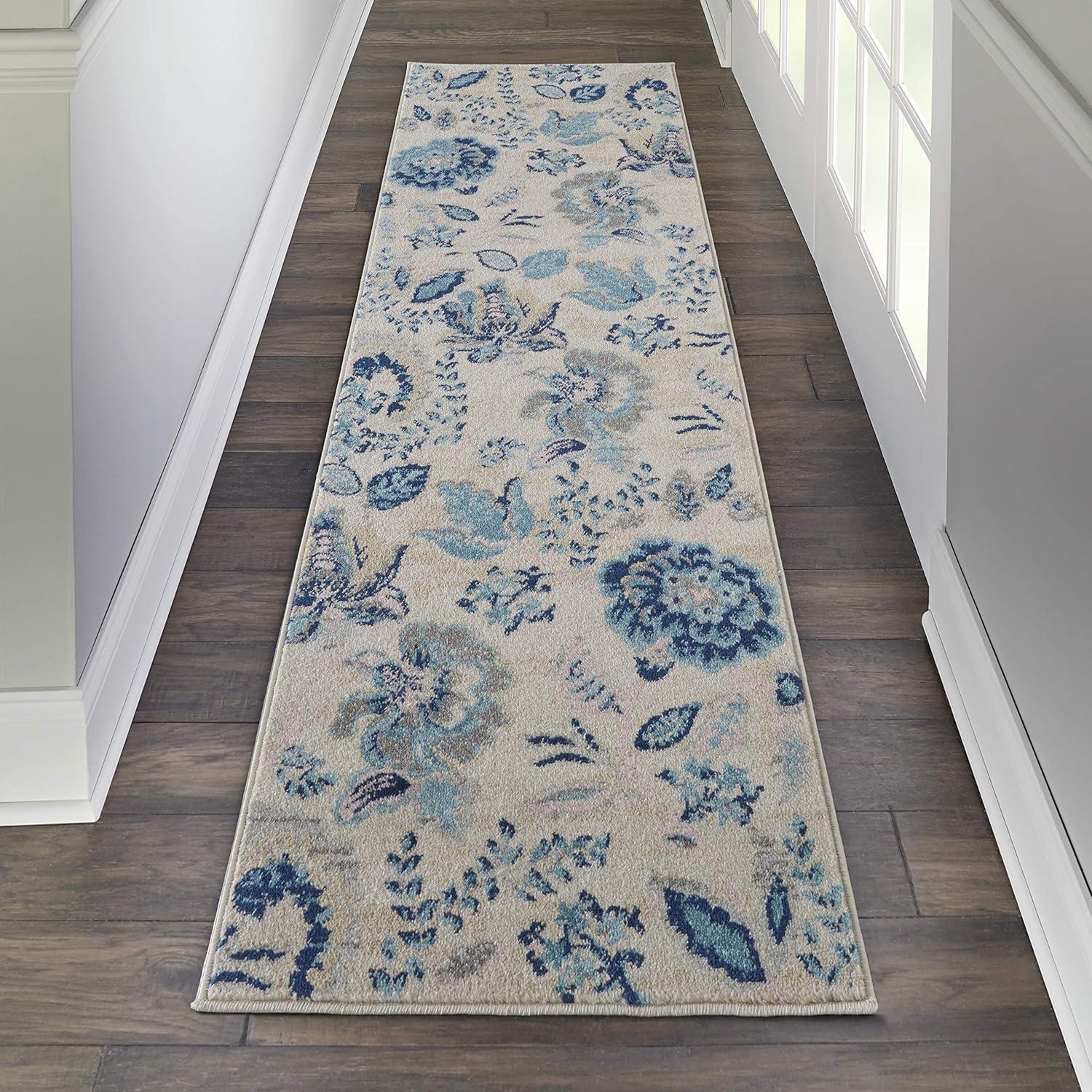Nourison Tranquil 5'3" X 7'3" (5' x 7') Ivory/Light Blue Area Rug French Country Eclectic Floral by Nourison
