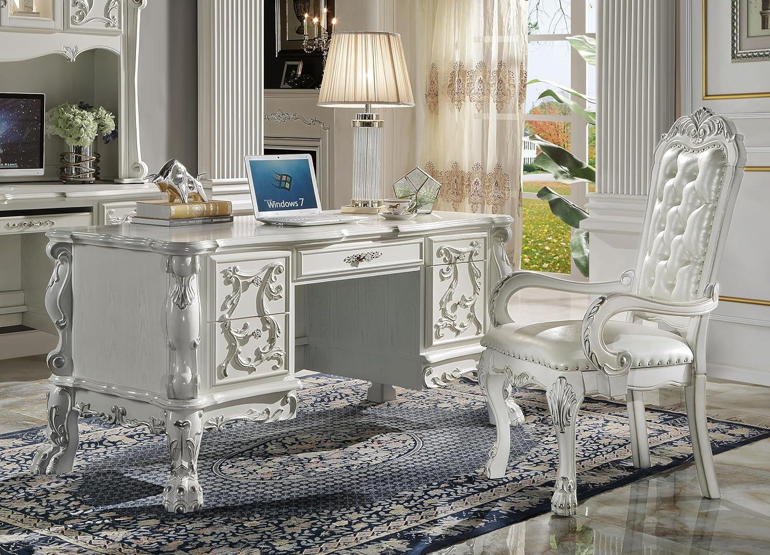 Acme Dresden EXECUTIVE WRITING DESK Bone White Finish